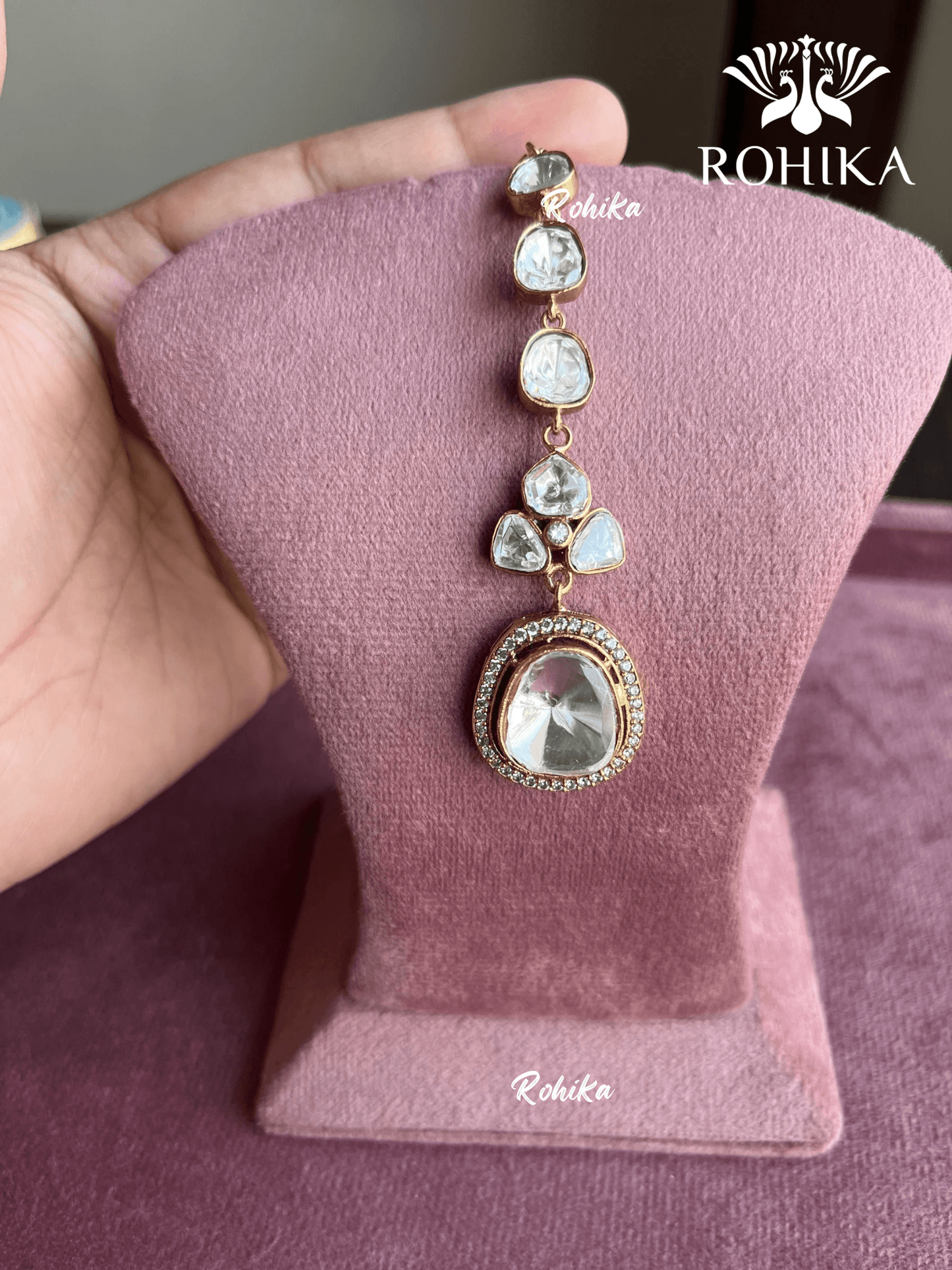 Polki kundan maangtikka (PLKM-002) - White - Rohika Store