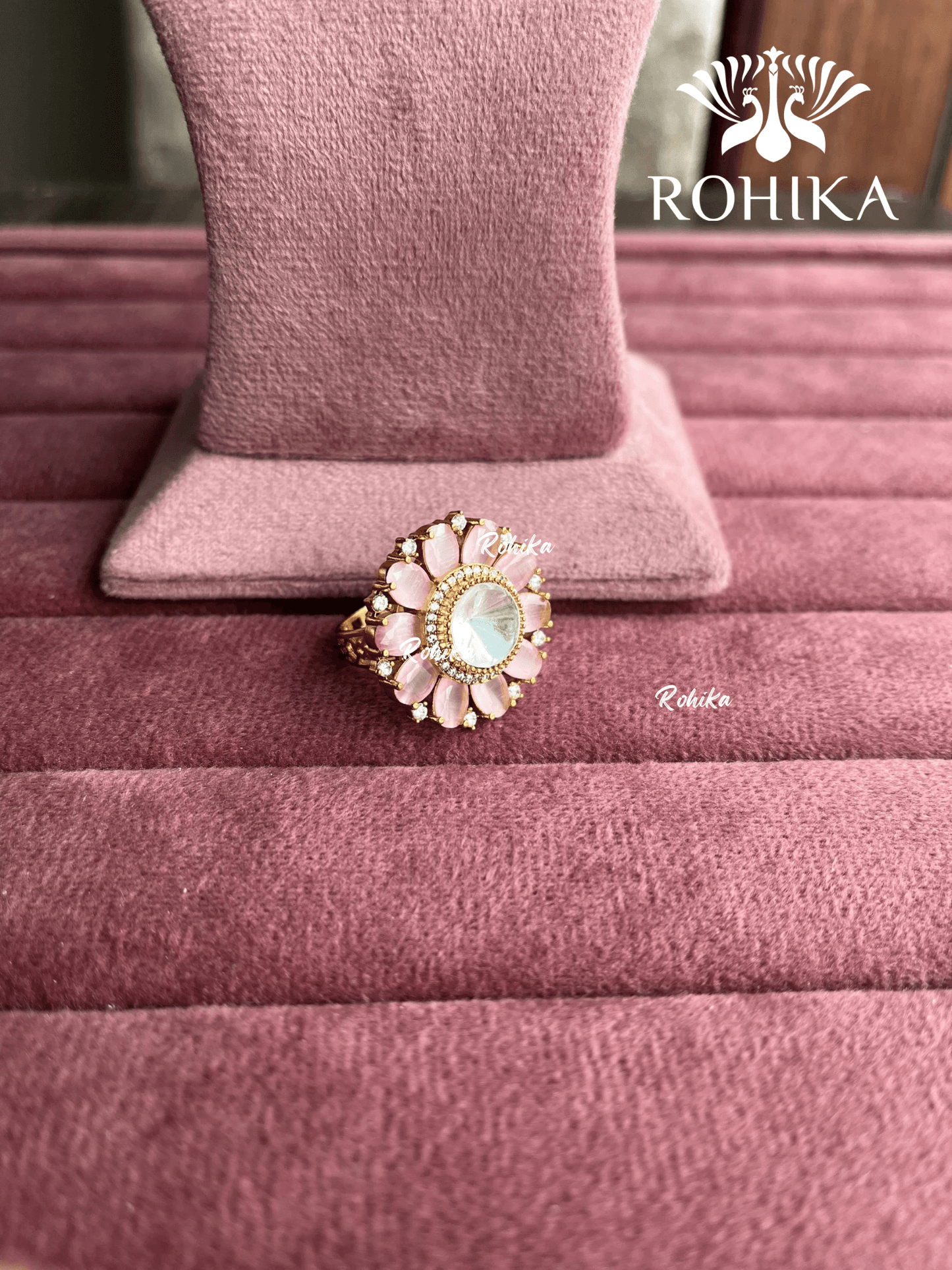 Angana polki kundan ring (SG-094) - Pink - Rohika Store