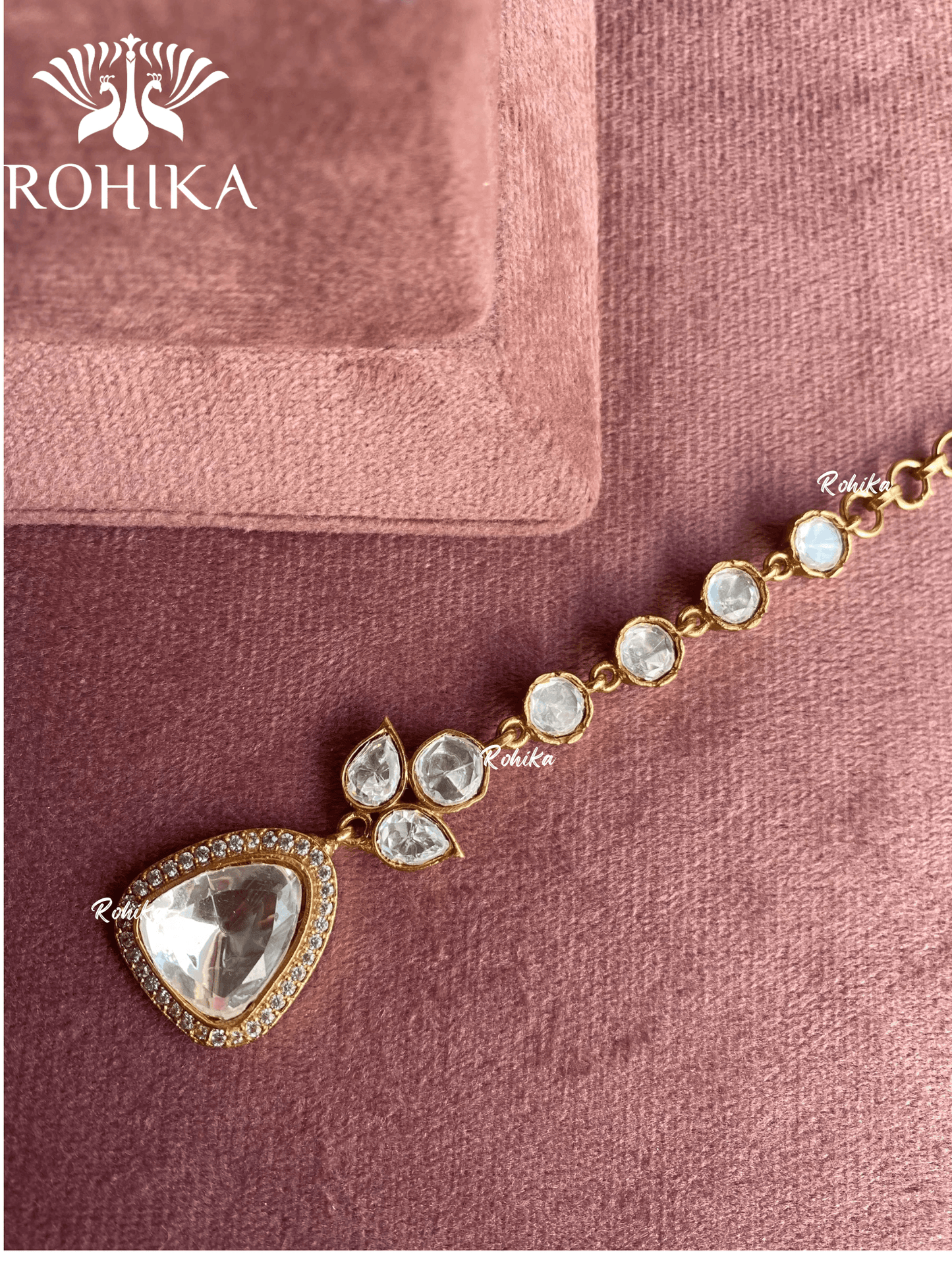 Polki kundan maangtikka (PLKM-066) - White - Rohika Store