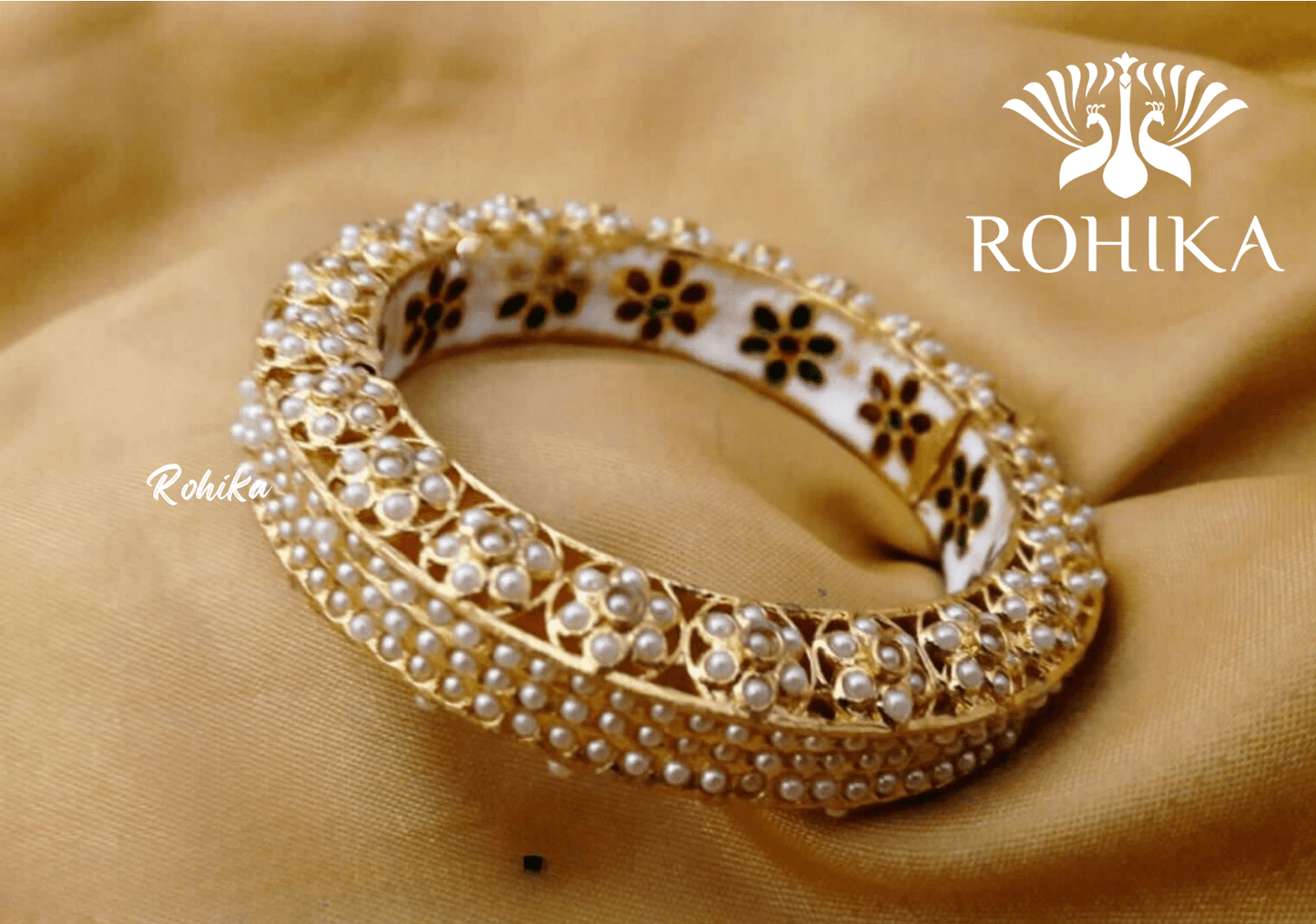 Navya jadau bangles (Single) - White - Rohika Store