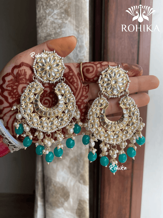 Navpreet beautiful earrings - Green - Rohika Store