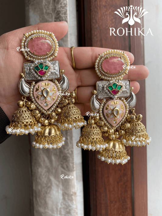 Banjara fusion earrings (FE-021) - Pink - Rohika Store