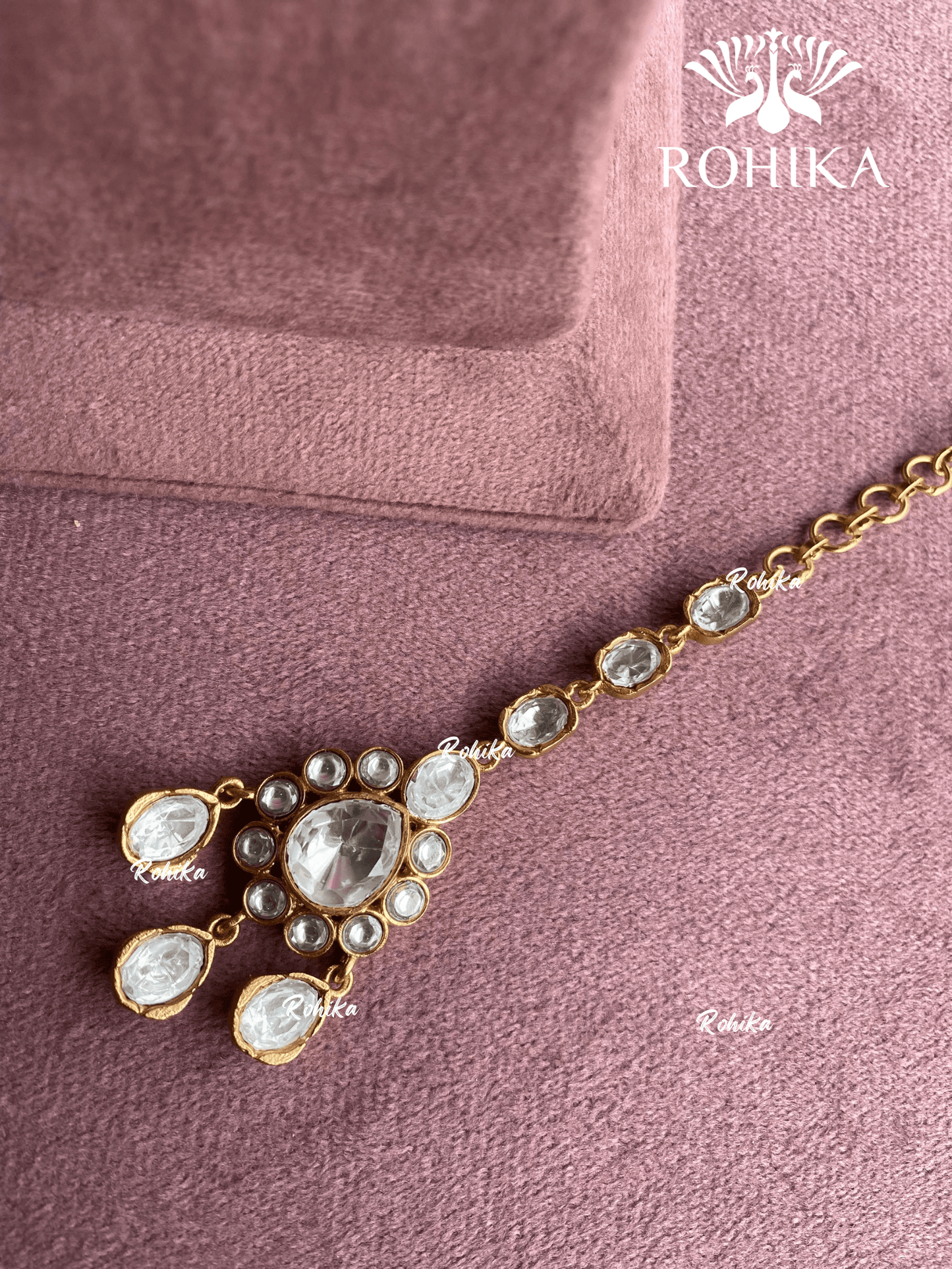 Polki kundan maangtikka (PLKM-071) - White - Rohika Store