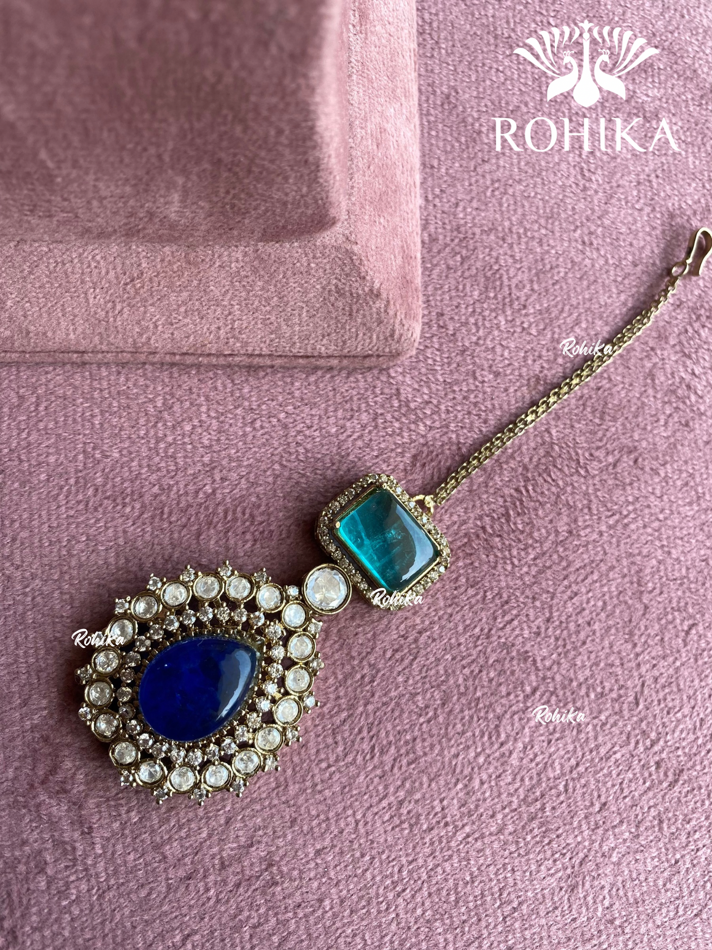Lina doublet stone maangtikka - Dark blue