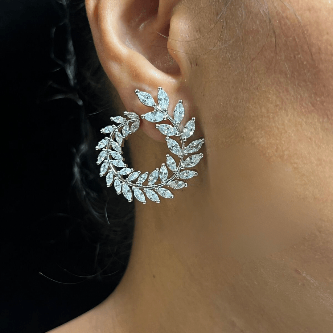 Angel american diamond necklace set - White - Rohika Store