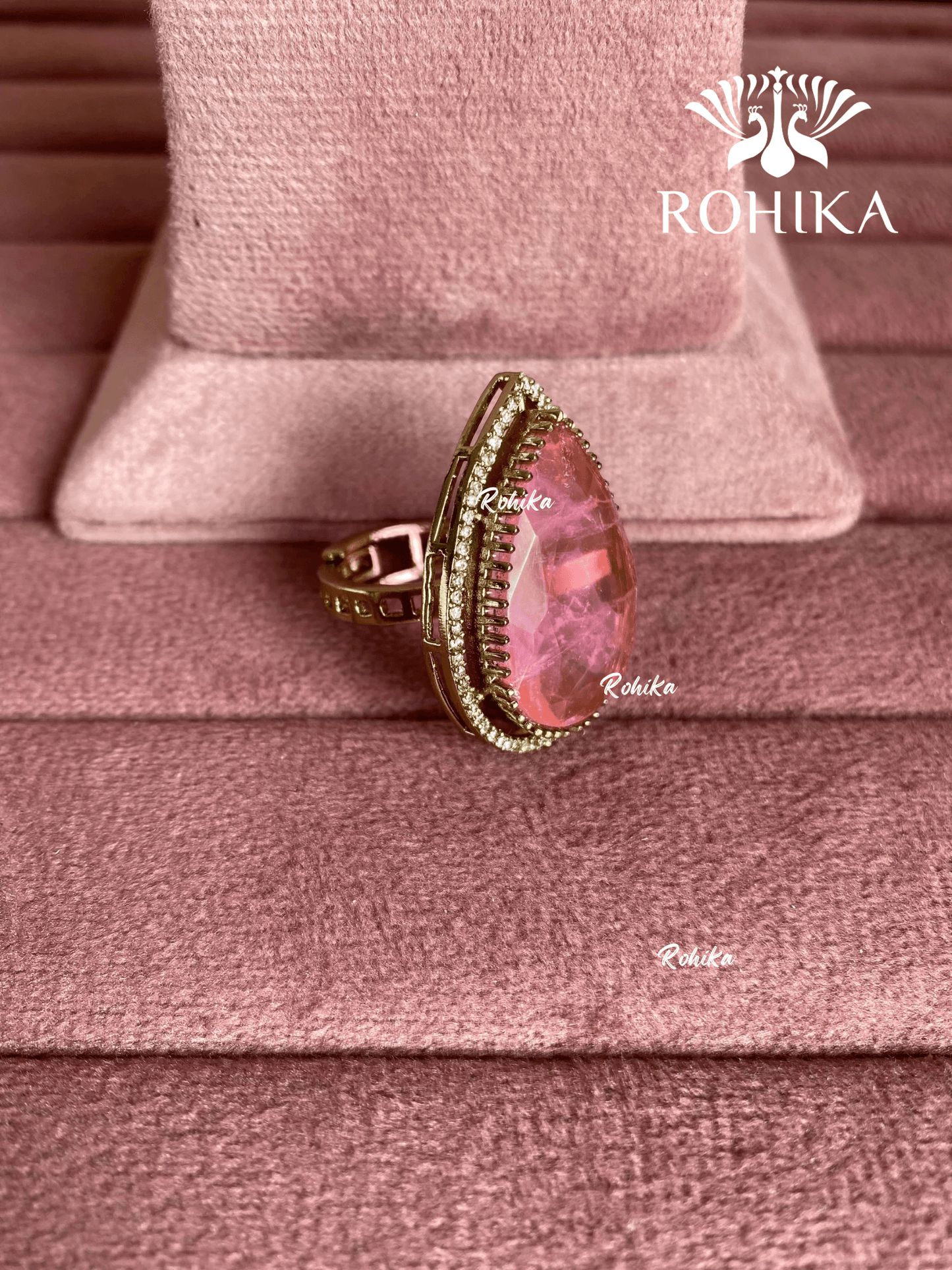 Angana polki kundan ring (SG-108) - Pink - Rohika Store