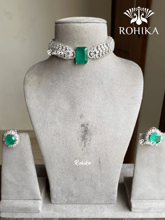 Malaika AD choker set - Green - Rohika Store