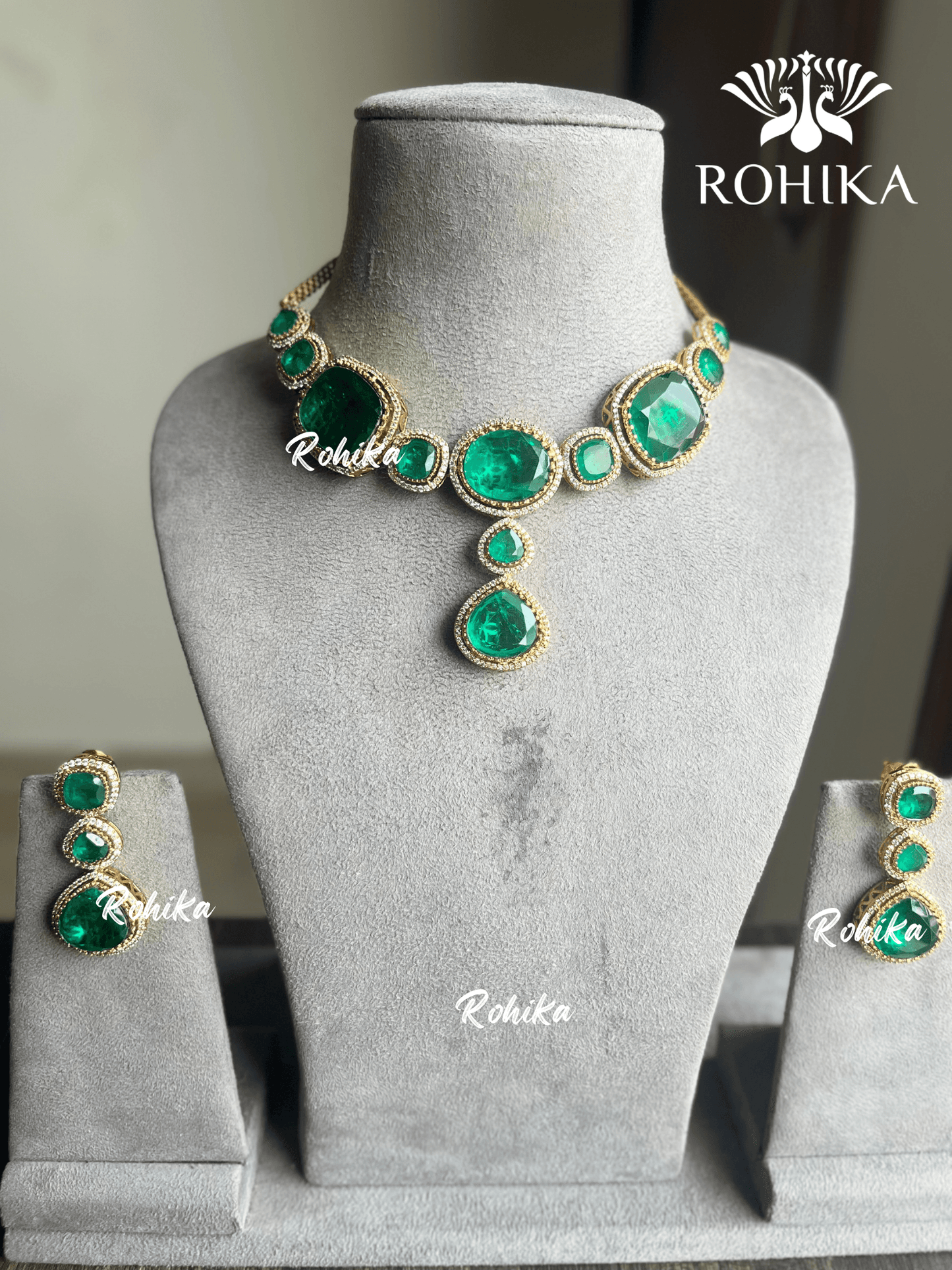 Heer doublet choker set - Dark Green - Rohika Store