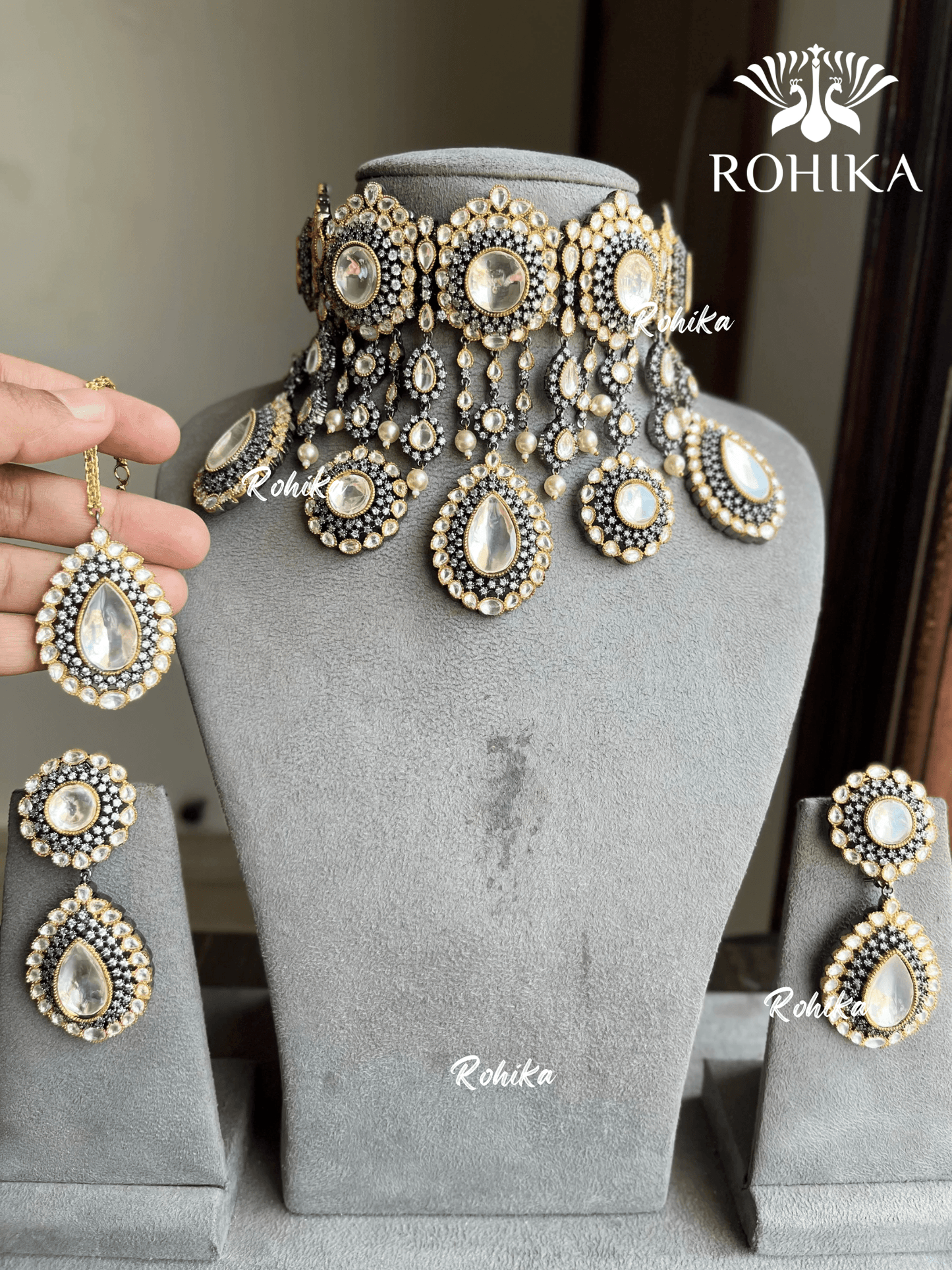 Arya designer polki kundan choker set - Rohika Store