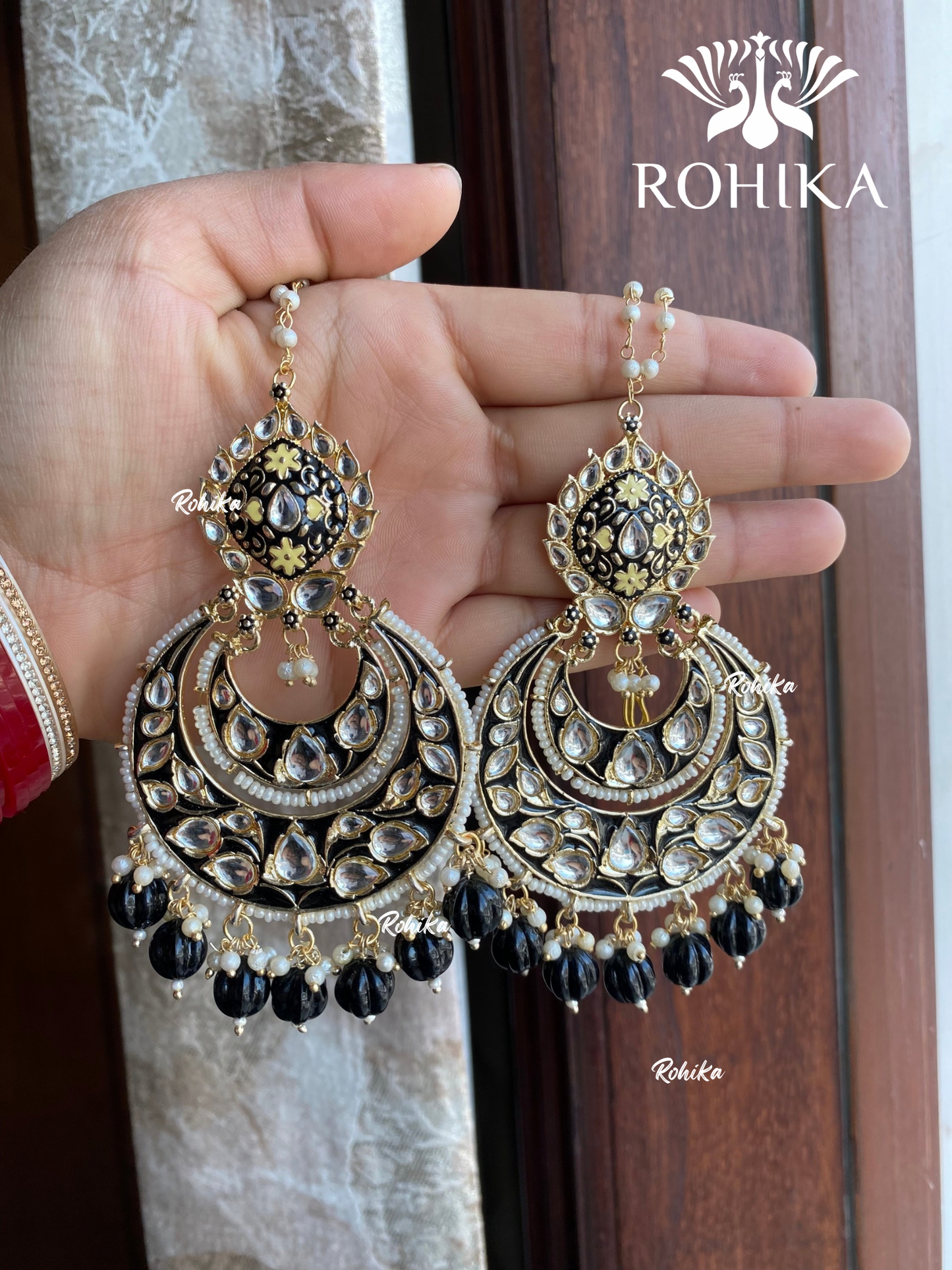 Maya meenakari earrings - Black