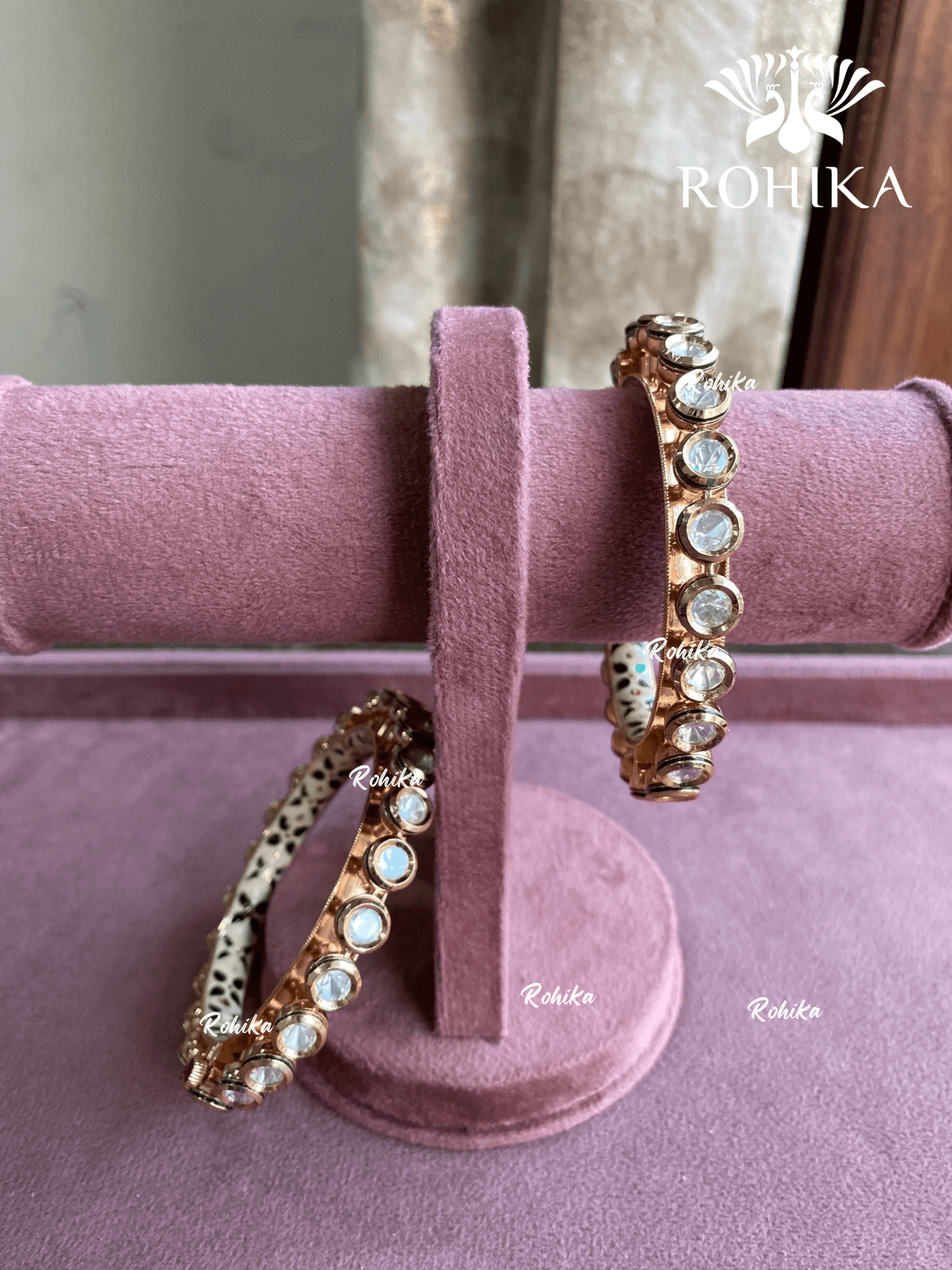 Diya moisinite kundan kada/bangles - Green - Rohika Store