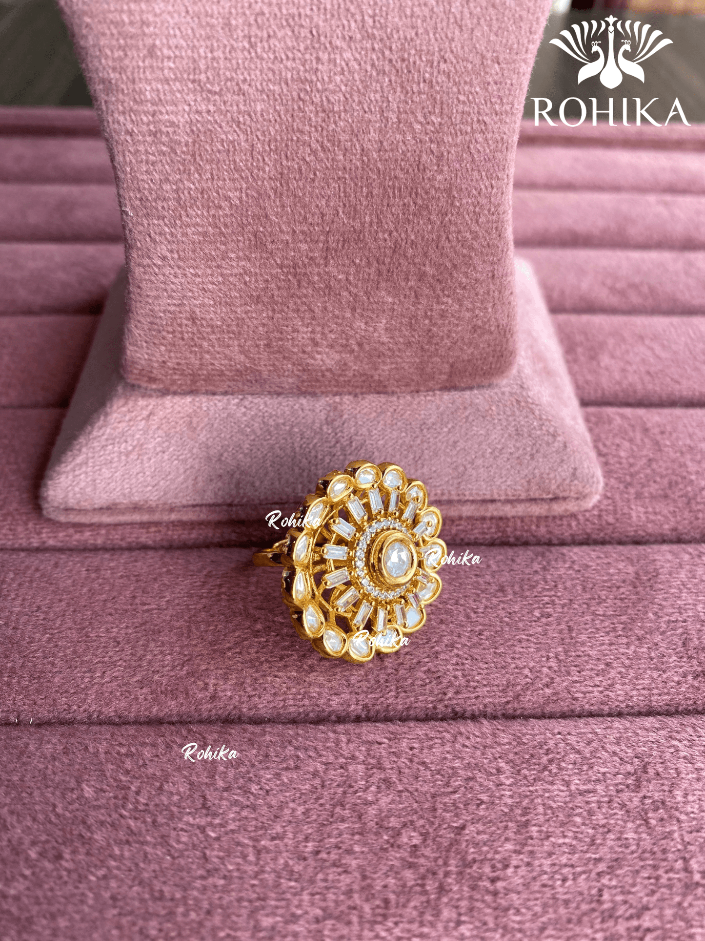 Angana polki kundan ring (SG-085) - White - Rohika Store
