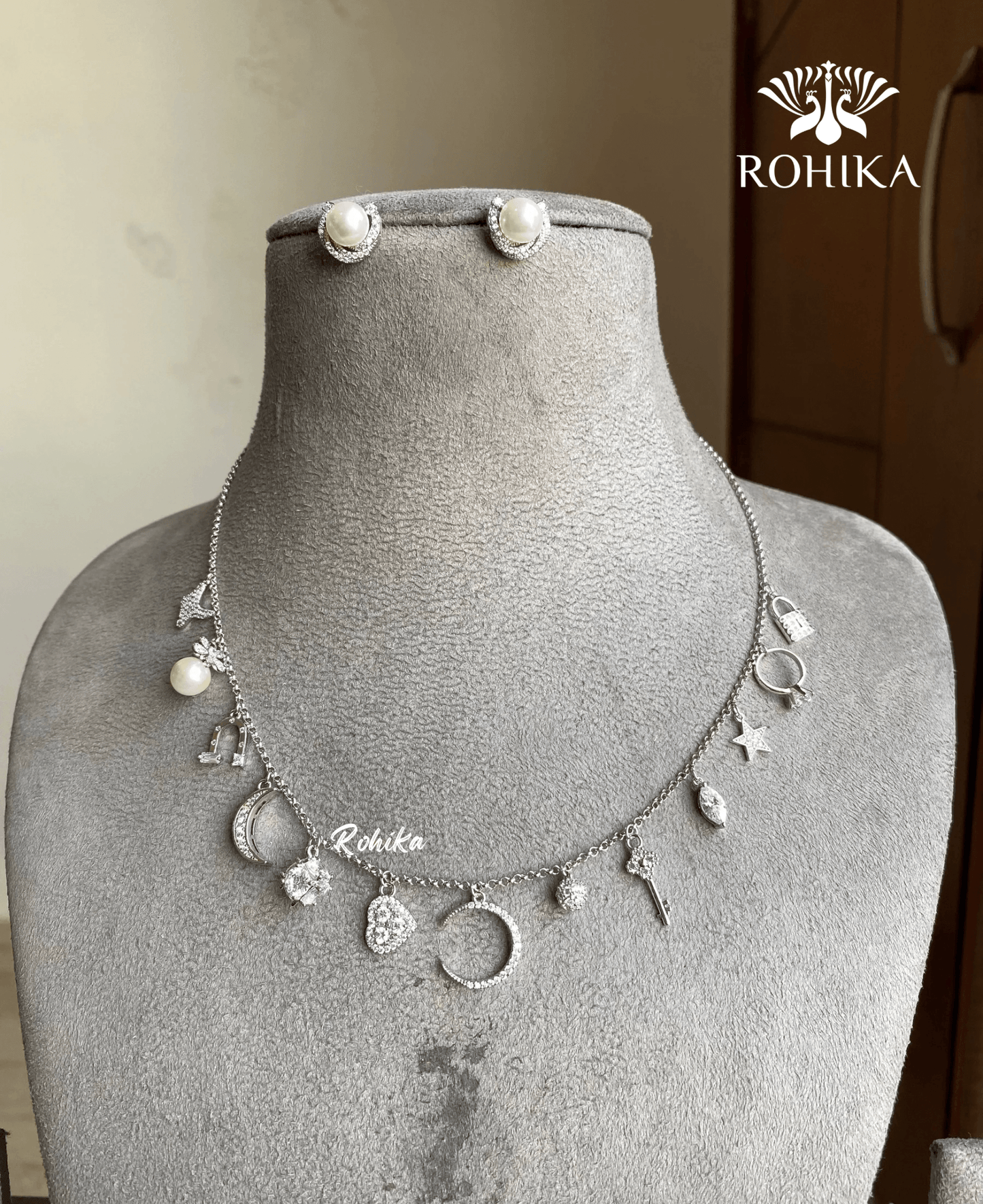 Isabella charms necklace set - Silver - Rohika Store