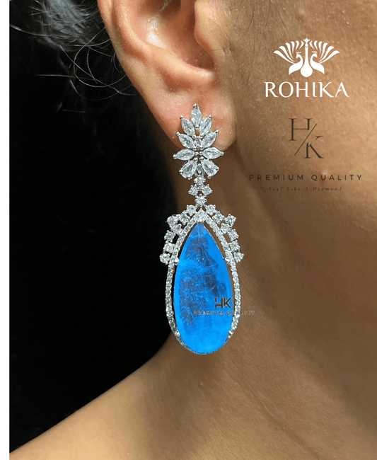 Molly american diamond earrings - Blue - Rohika Store