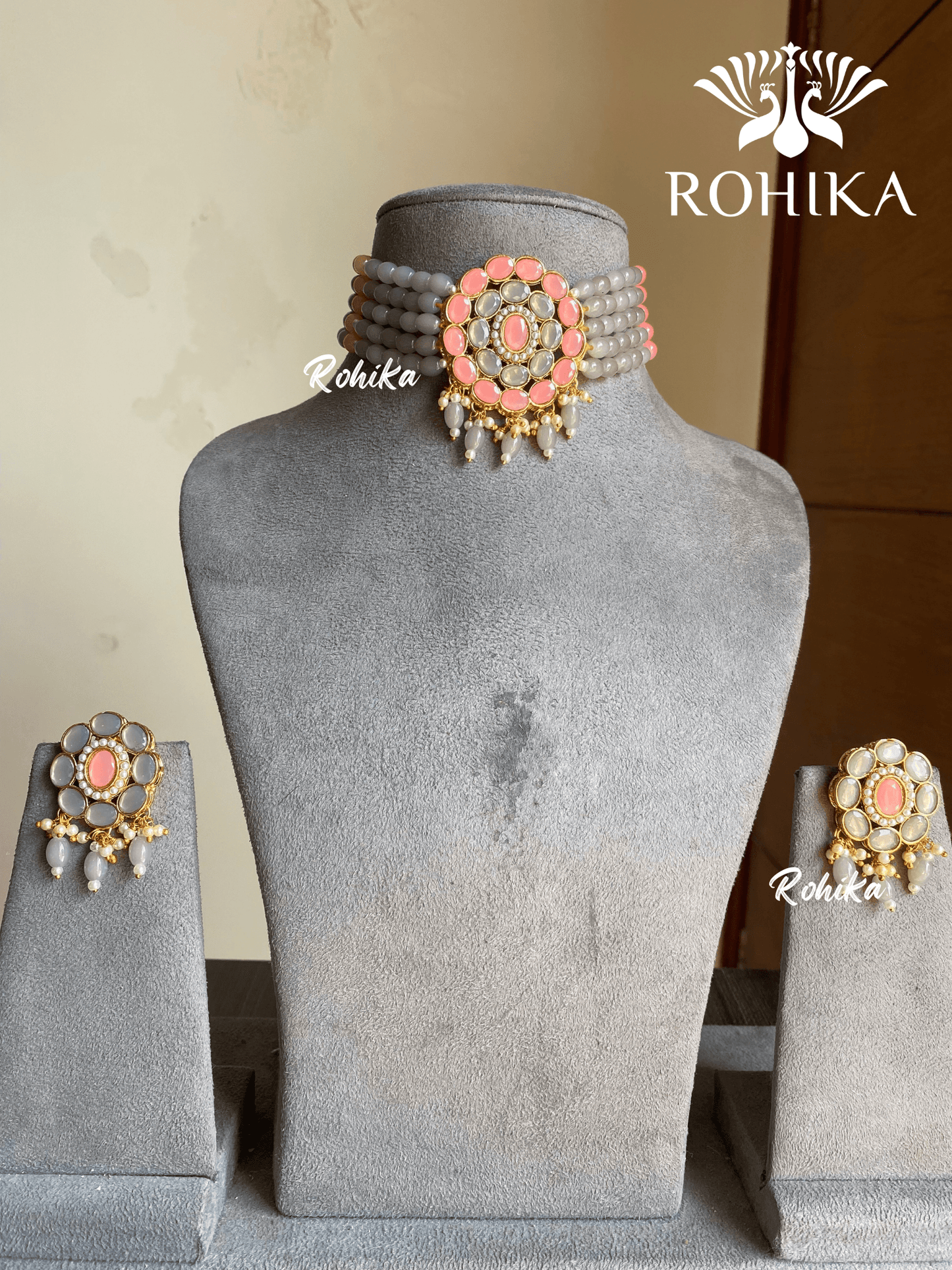 Roshni choker set - Grey - Rohika Store