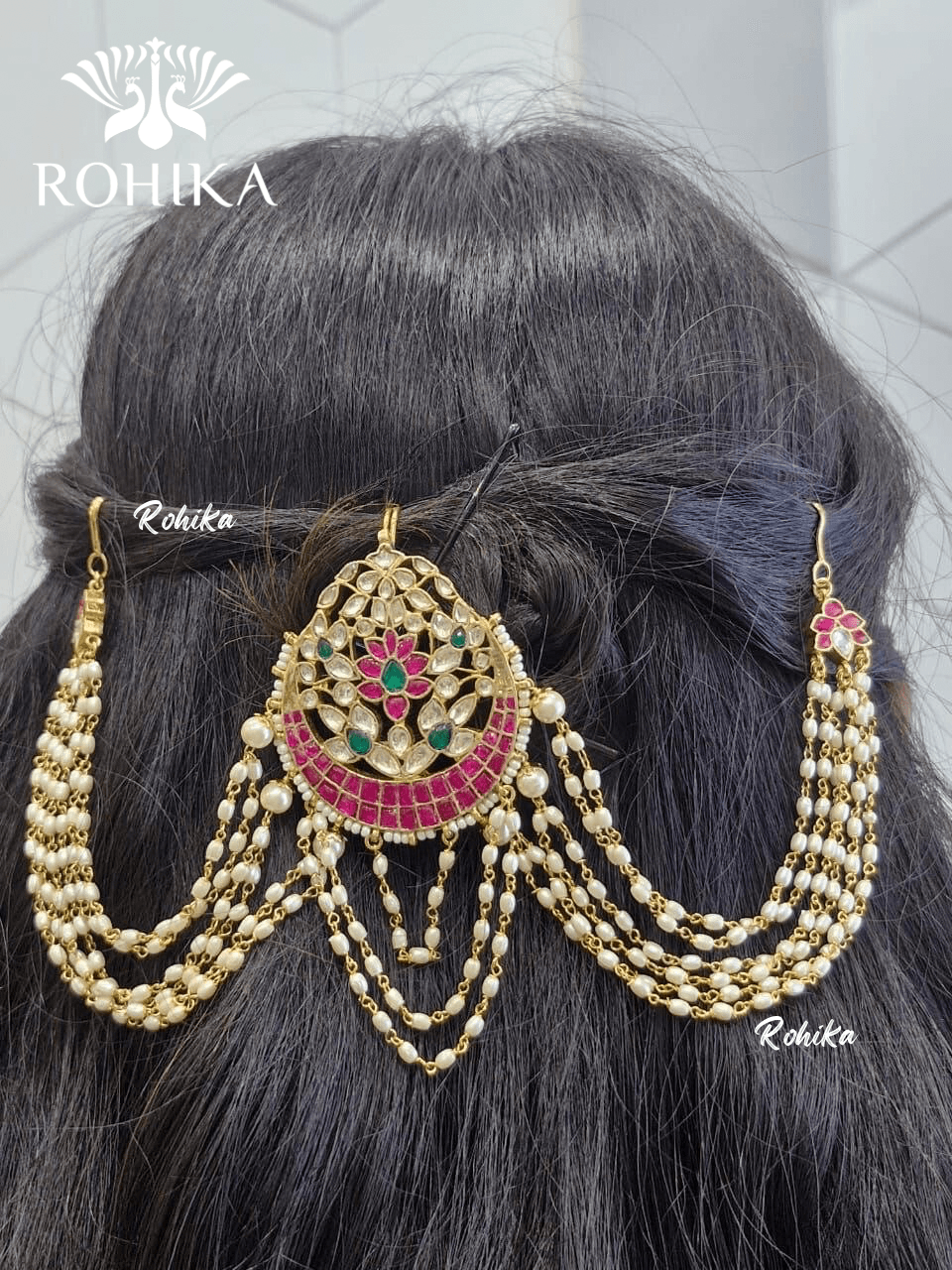 Pachhi kundan hair accessories - Multi colour - Rohika Store