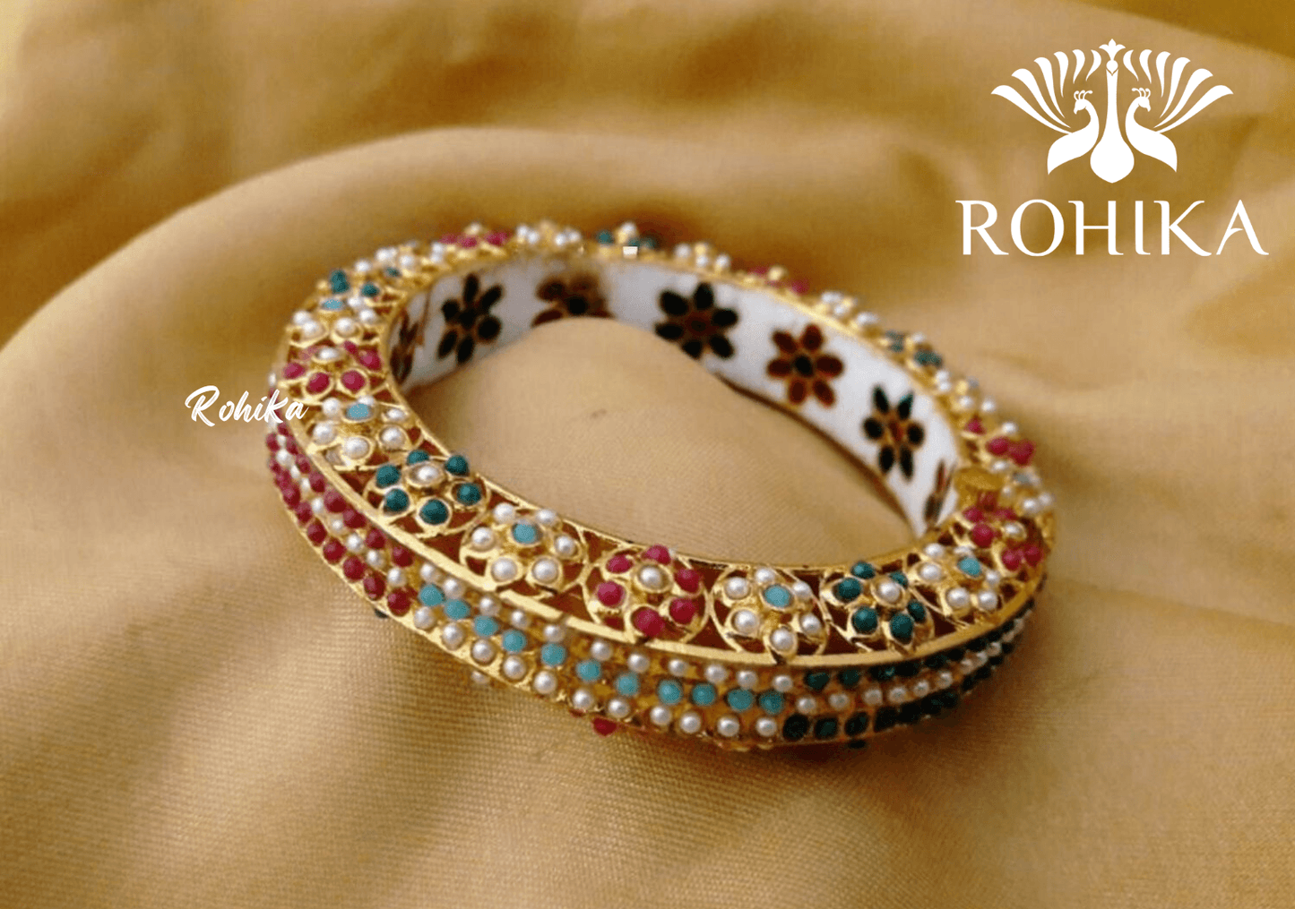 Navya jadau bangles (Single) - Multi colour - Rohika Store