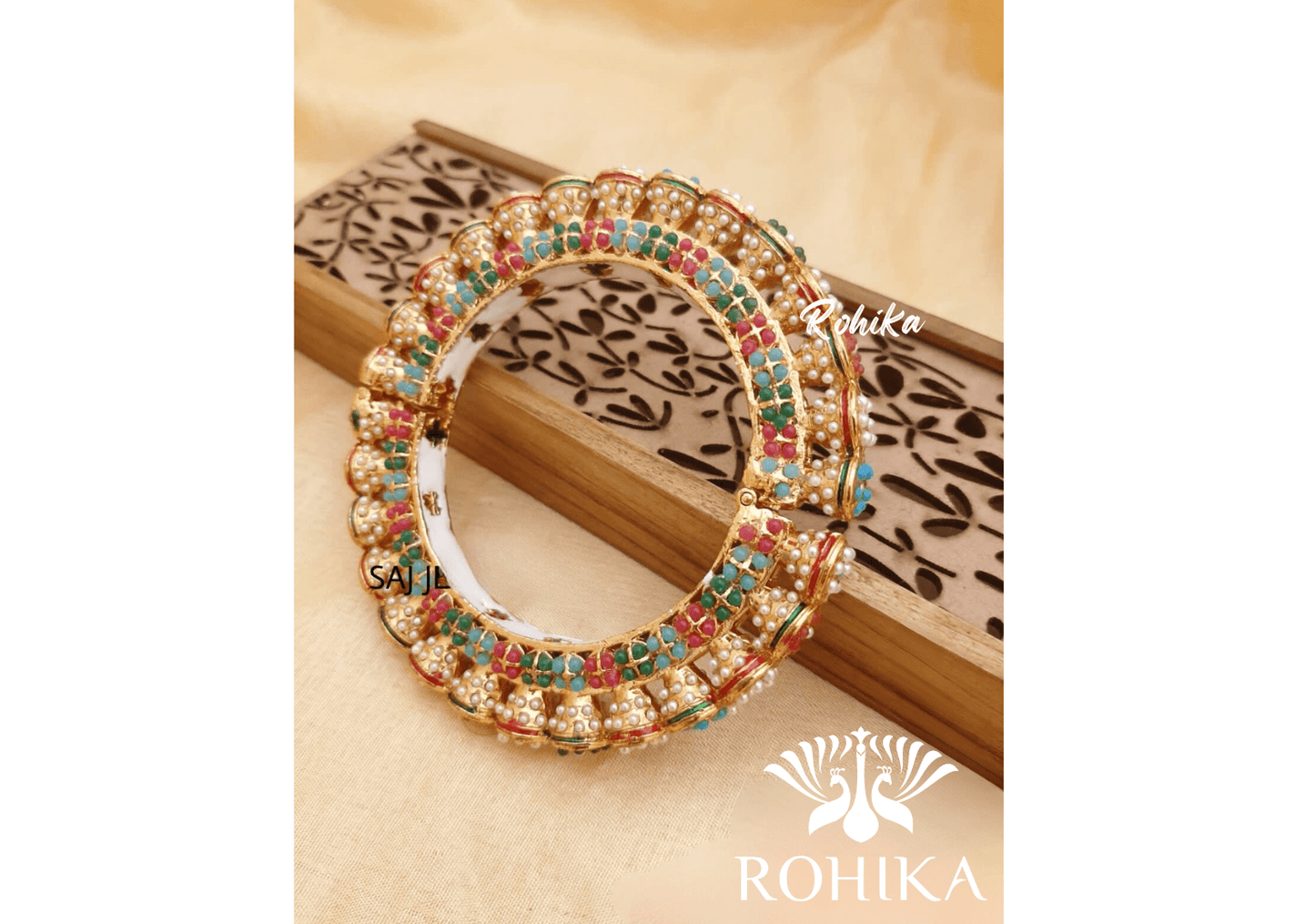 Navya jadau bangles (Single) -Multi colour - Rohika Store