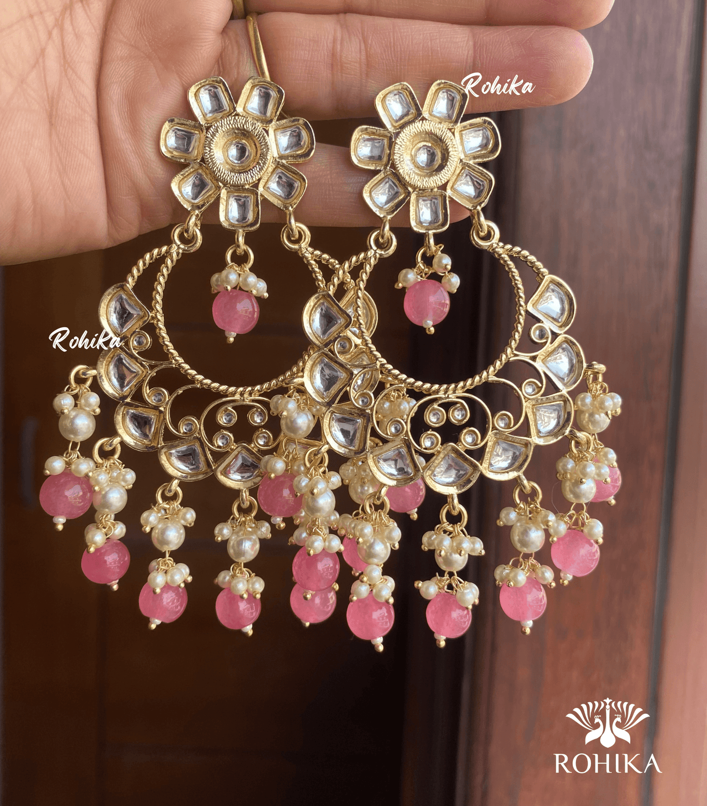 Charvi Beautiful earrings -Pink - Rohika Store
