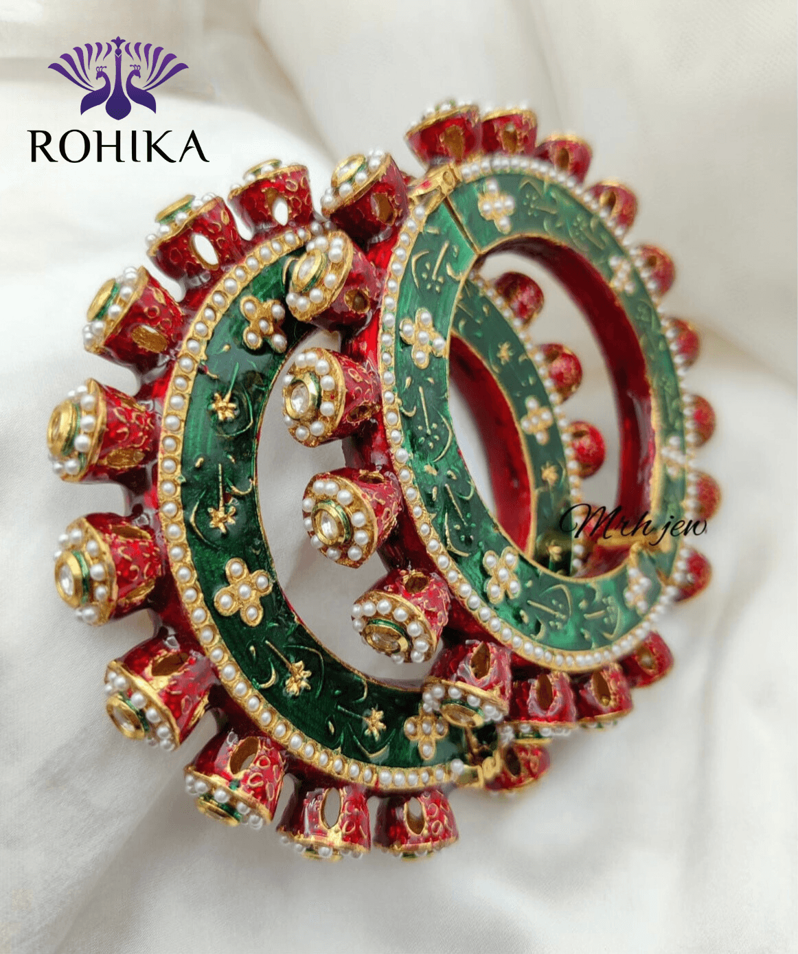 Aayat jadau bangles - Green and Red - Rohika Store