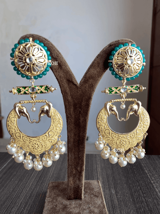 Gaja meenakari earrings - Yellow - Rohika Store