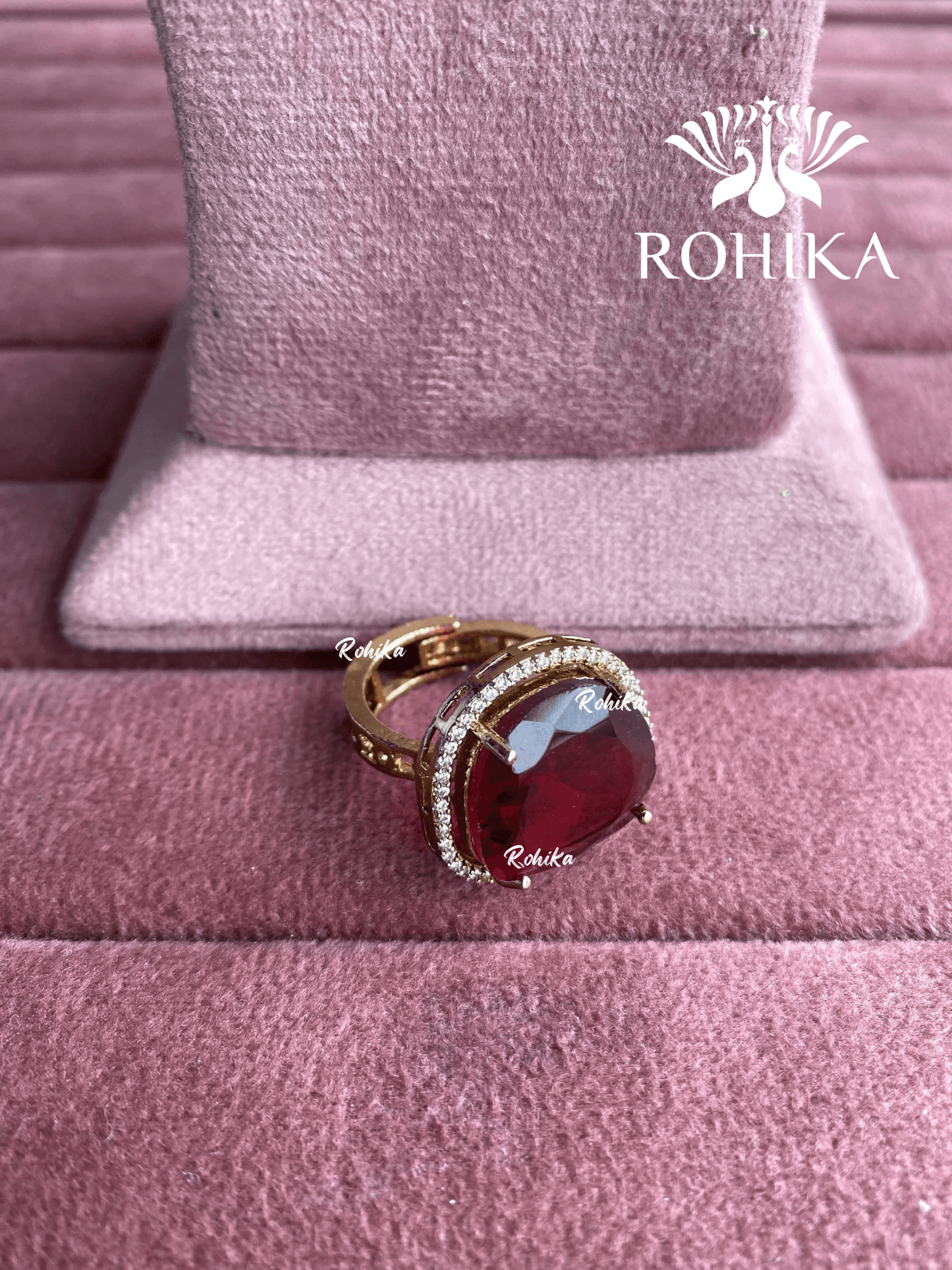 Angana polki kundan ring (SG-125) - Ruby red - Rohika Store