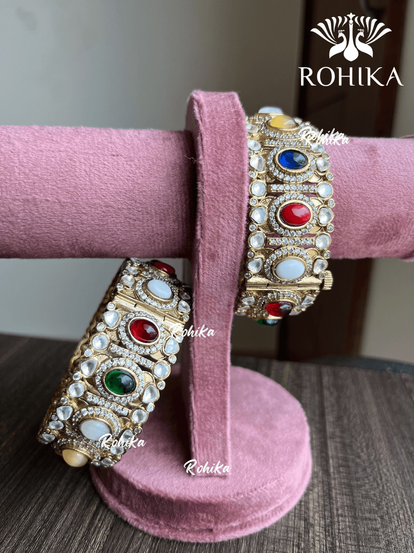 Navnee polki kundan kada/bangles - Navratan - Rohika Store