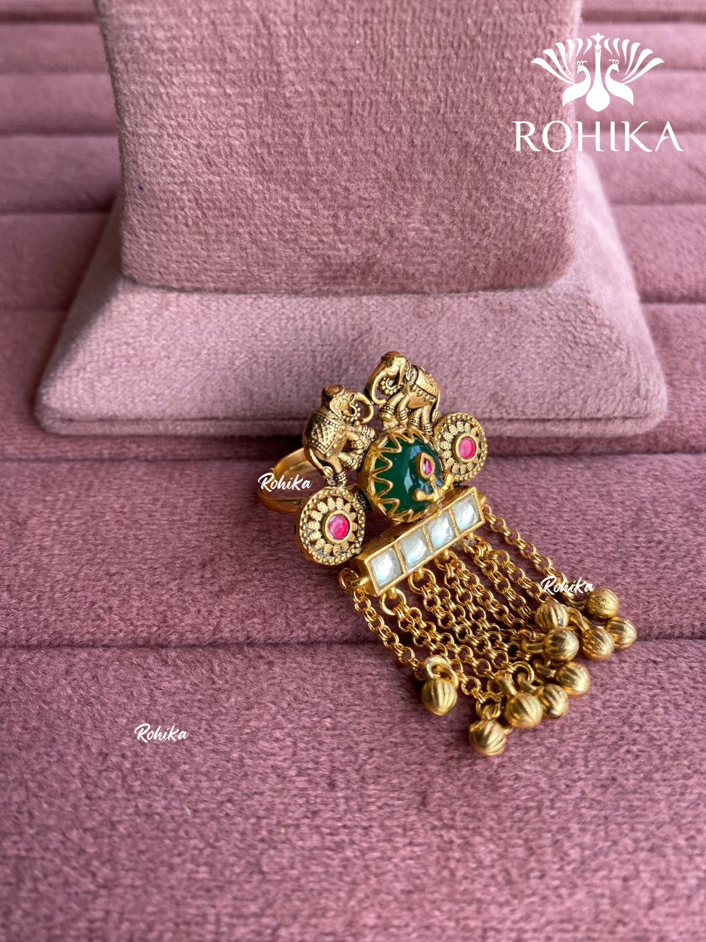 Padmini pachhi kundan ring (SG-154) - Green - Rohika store