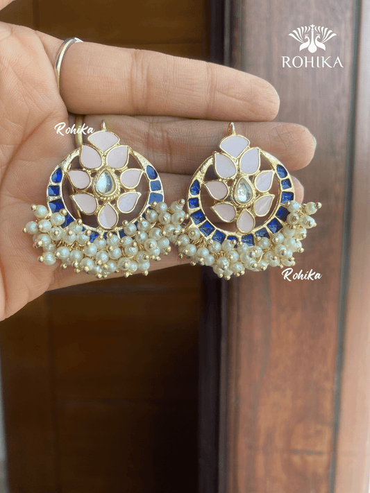 Neha beautiful earrings-Baby pink & blue - Rohika Store