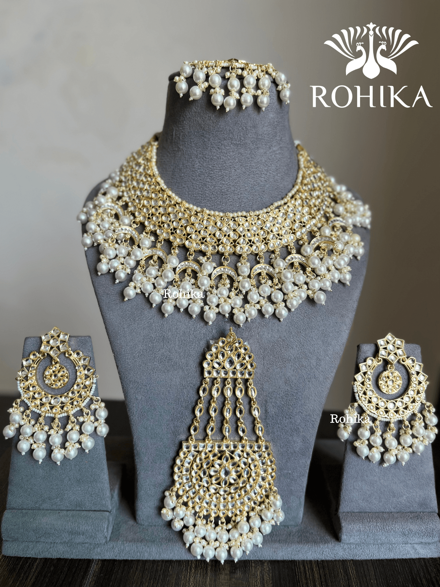 White kundan hot sale set