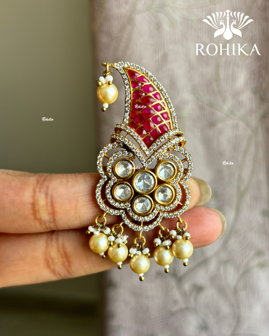 Moisanite kundan kalgi (NK-010) - Red