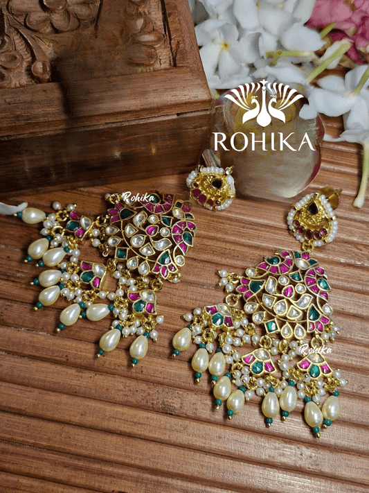 Parini pachhi kundan jhumka (PKJ005) - Multi colour - Rohika Store