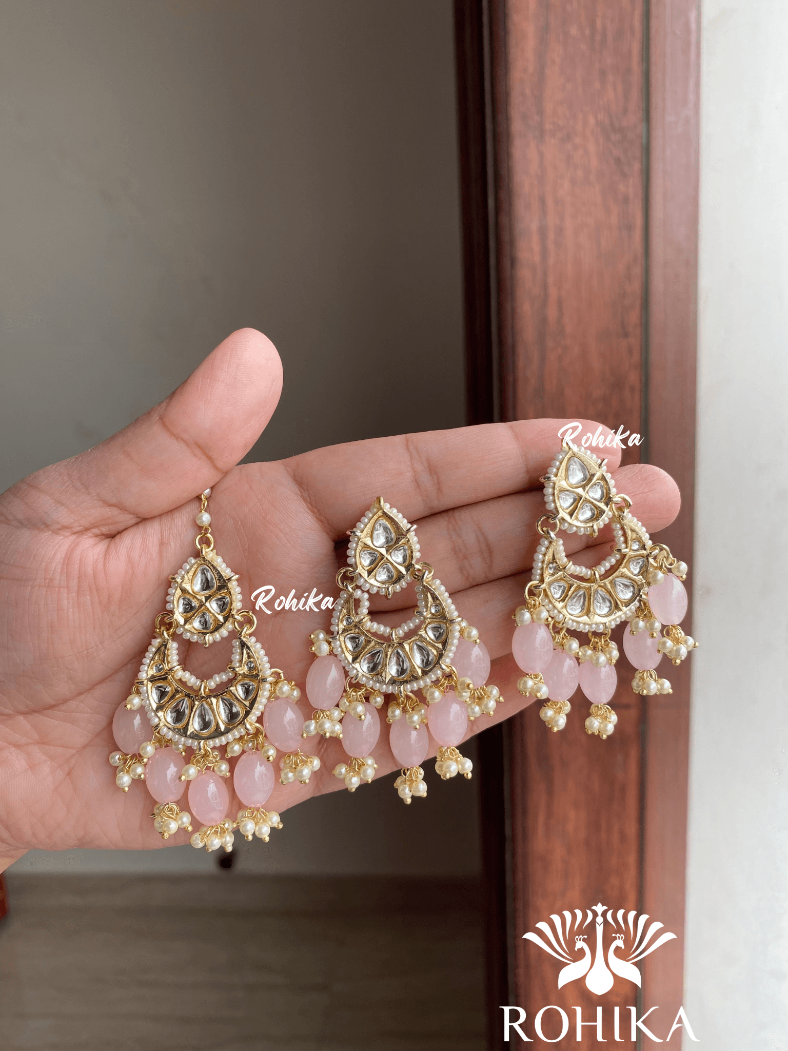 Palu Tikka earrings combo-Pink - Rohika Store