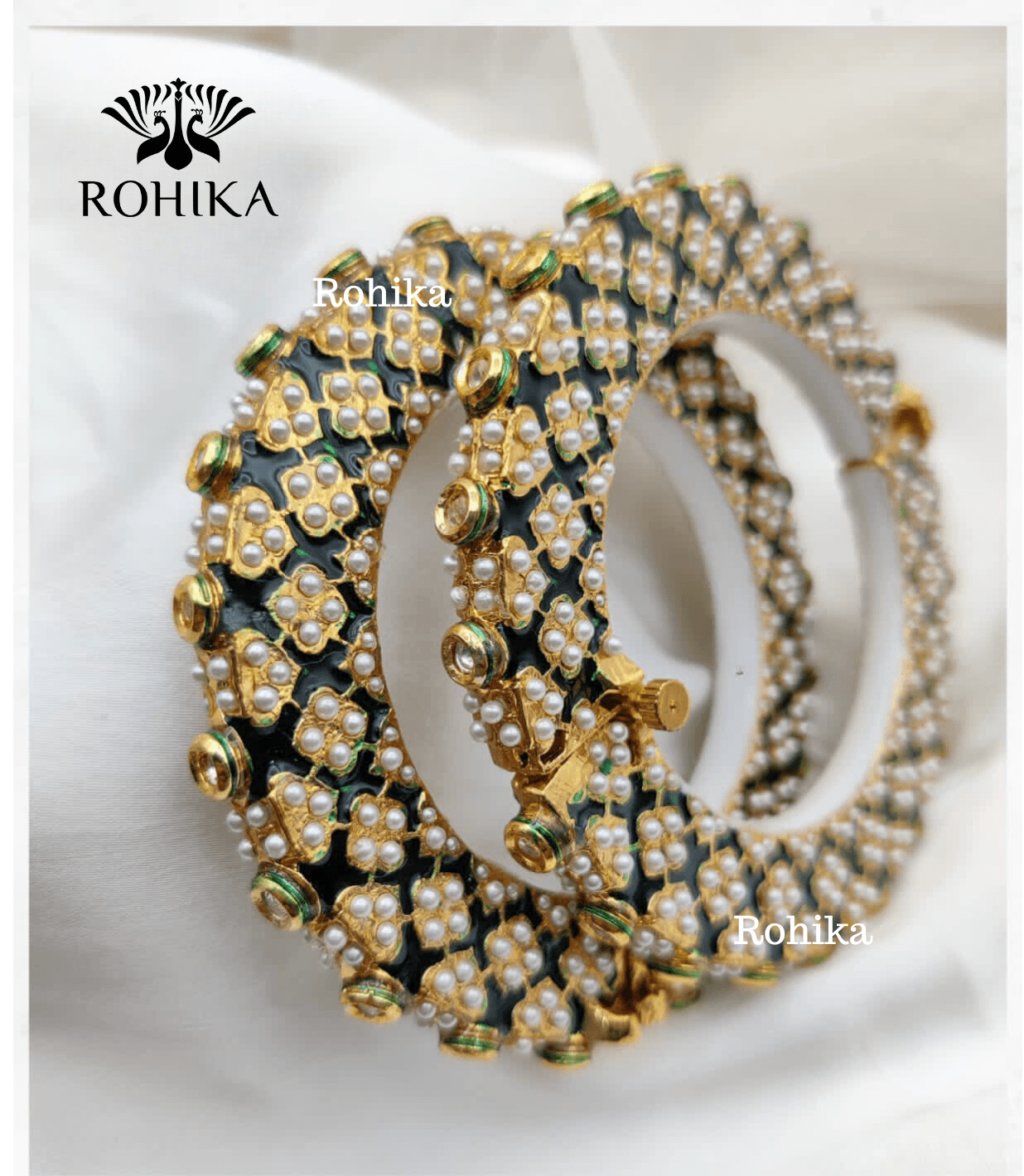 Aastha jadau bangles - Dark Green - Rohika Store