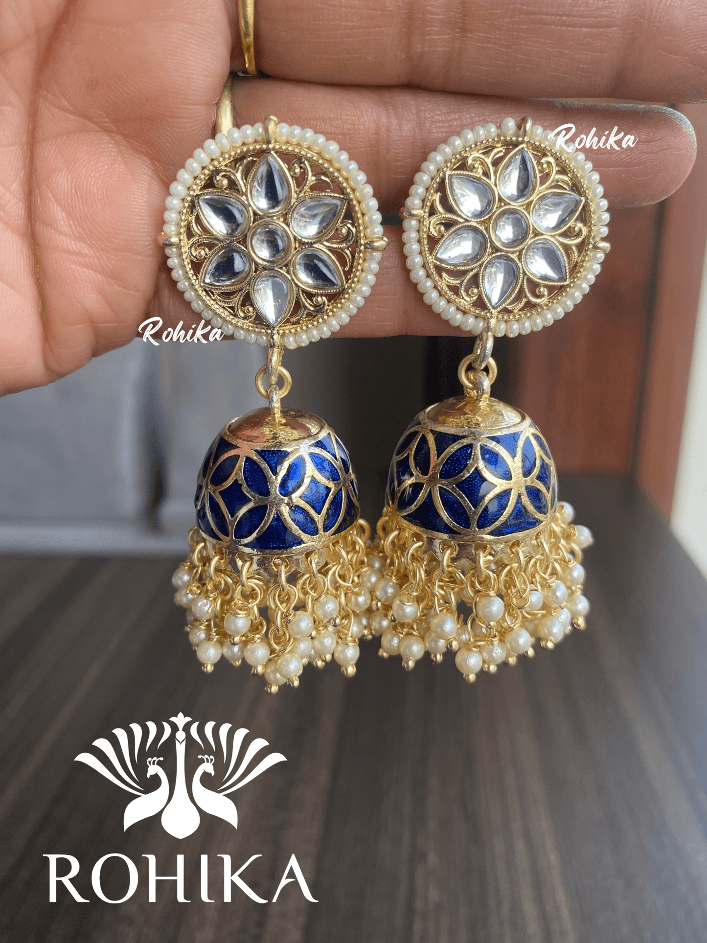 Meet jhumka earnings-Blue - Rohika Store