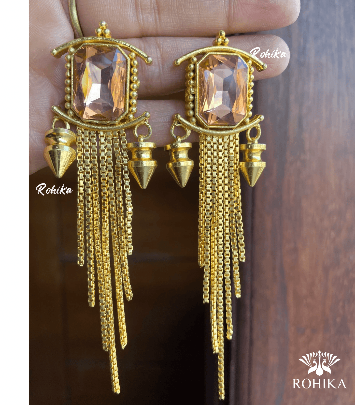 Zoya dangler earrings - Peach - Rohika Store