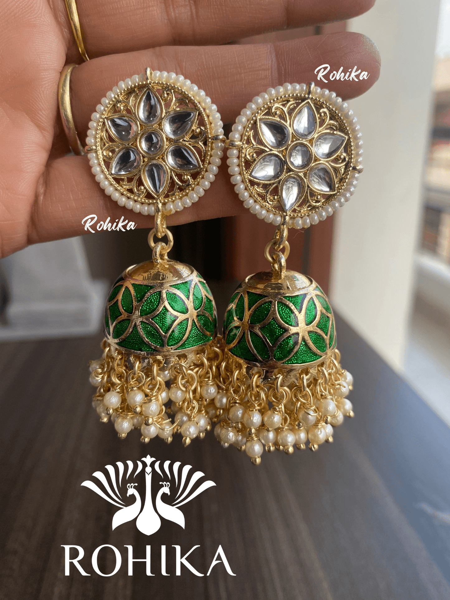 Meet jhumka earnings-Green - Rohika Store