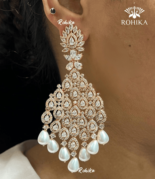 Emilia american diamond earrings - Rosegold - Rohika Store