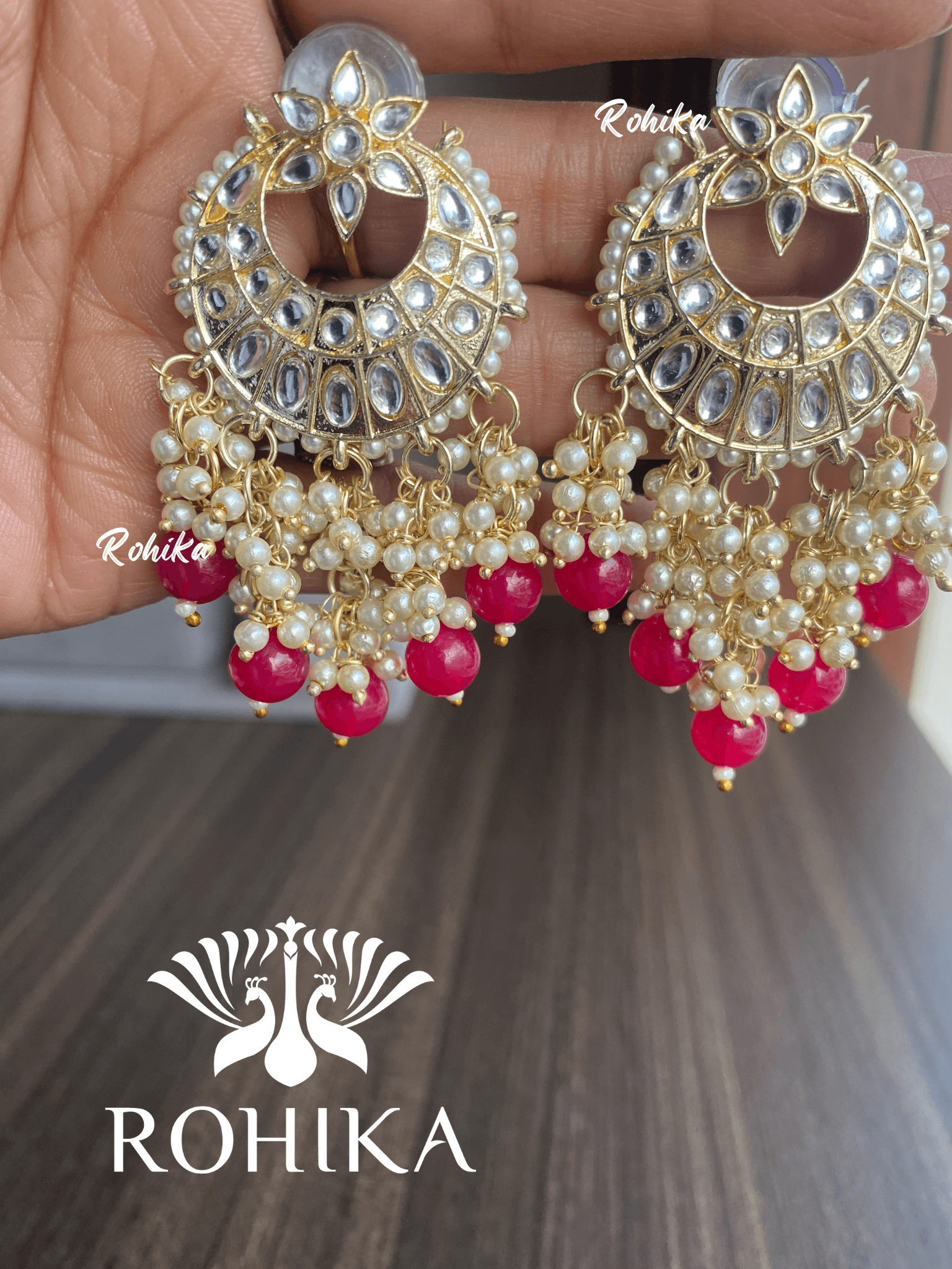 Pooja beautiful earrings-Pink - Rohika Store