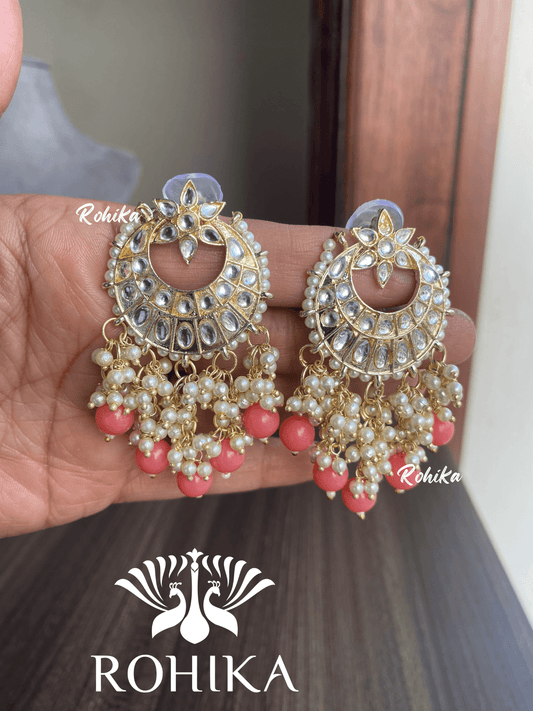 Pooja beautiful earrings-Peach - Rohika Store