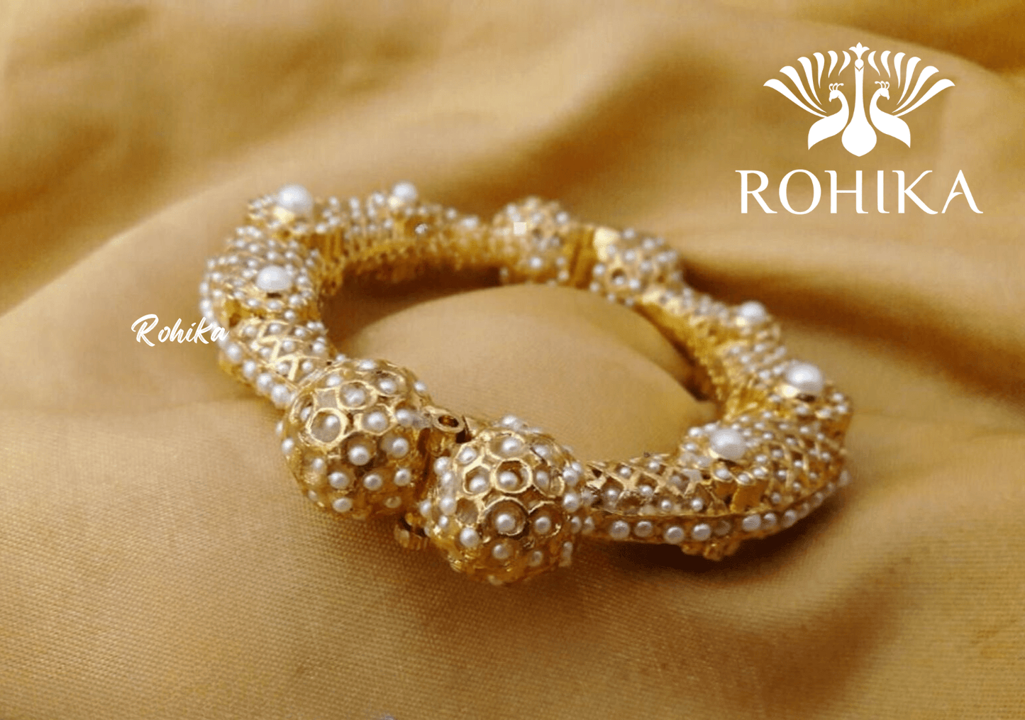 Navya jadau bangles (Single) - White - Rohika Store