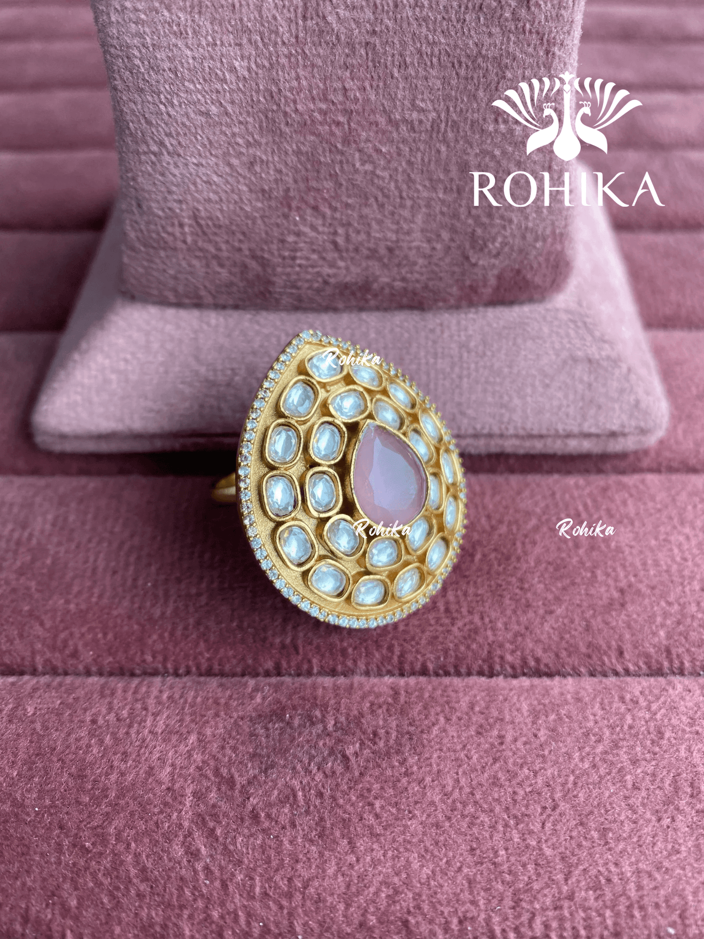Angana polki kundan ring (SG-130) - Pink - Rohika Store