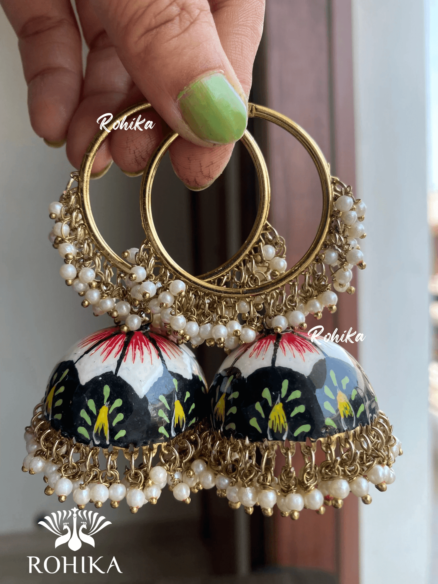 Muskan jhumka bali earrings - Black - Rohika Store
