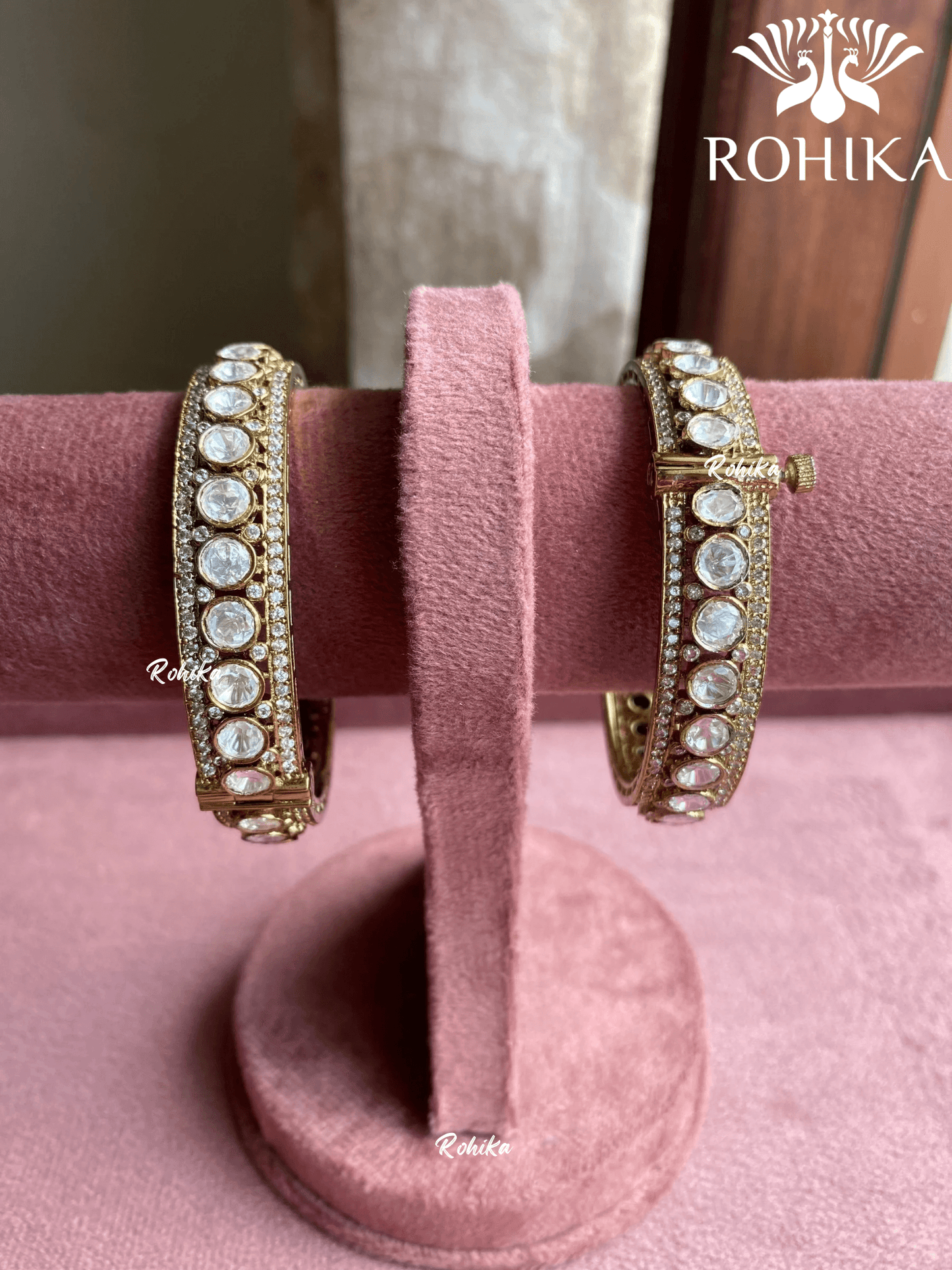 Sooraj moisinite kada/bangles - Golden - Rohika Store