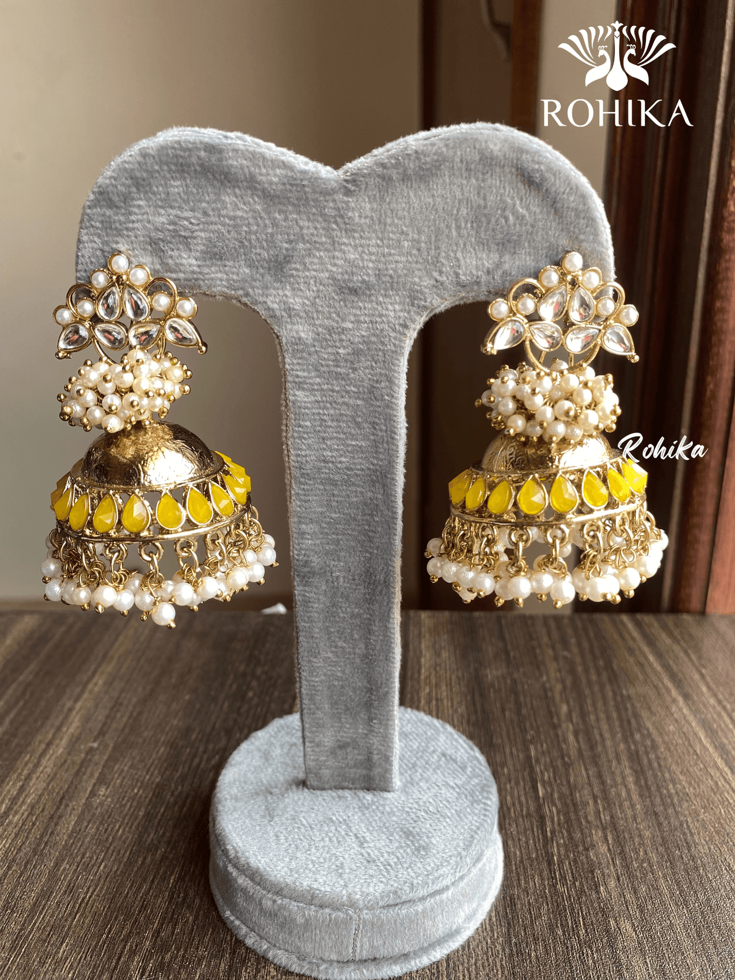 Isha jhumka earrings - Yellow - Rohika Store