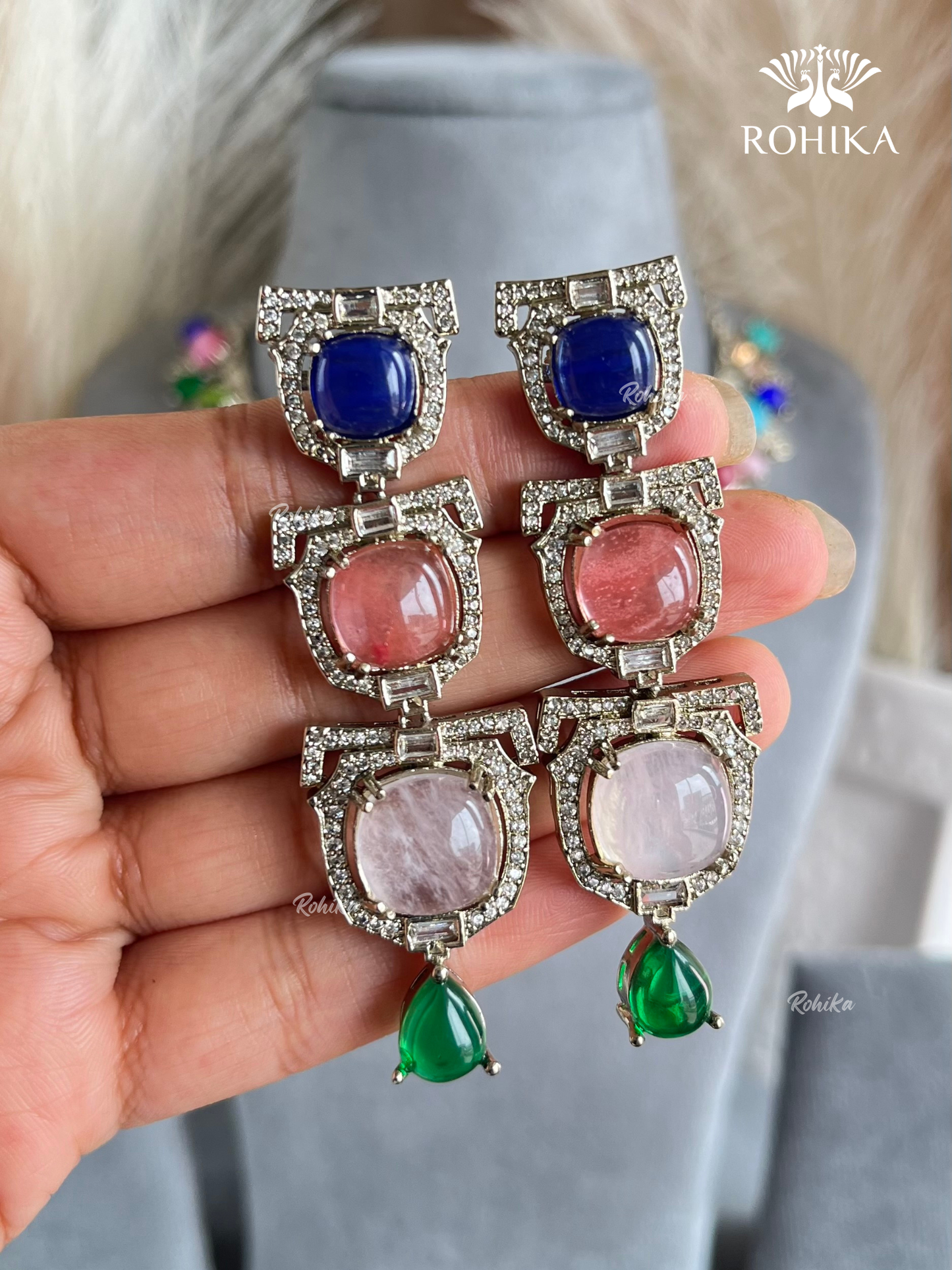 Saabya Inspired Fusion Necklace Set (SS021) - Baby Pink