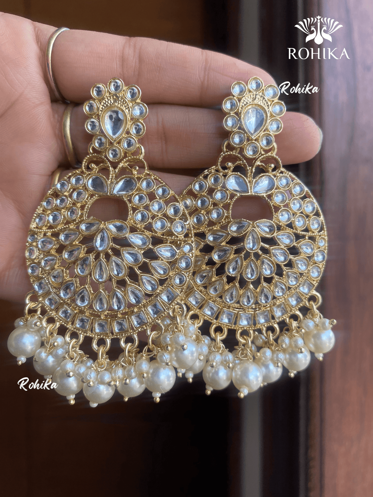 Seya chandbali earrings-Golden - Rohika Store