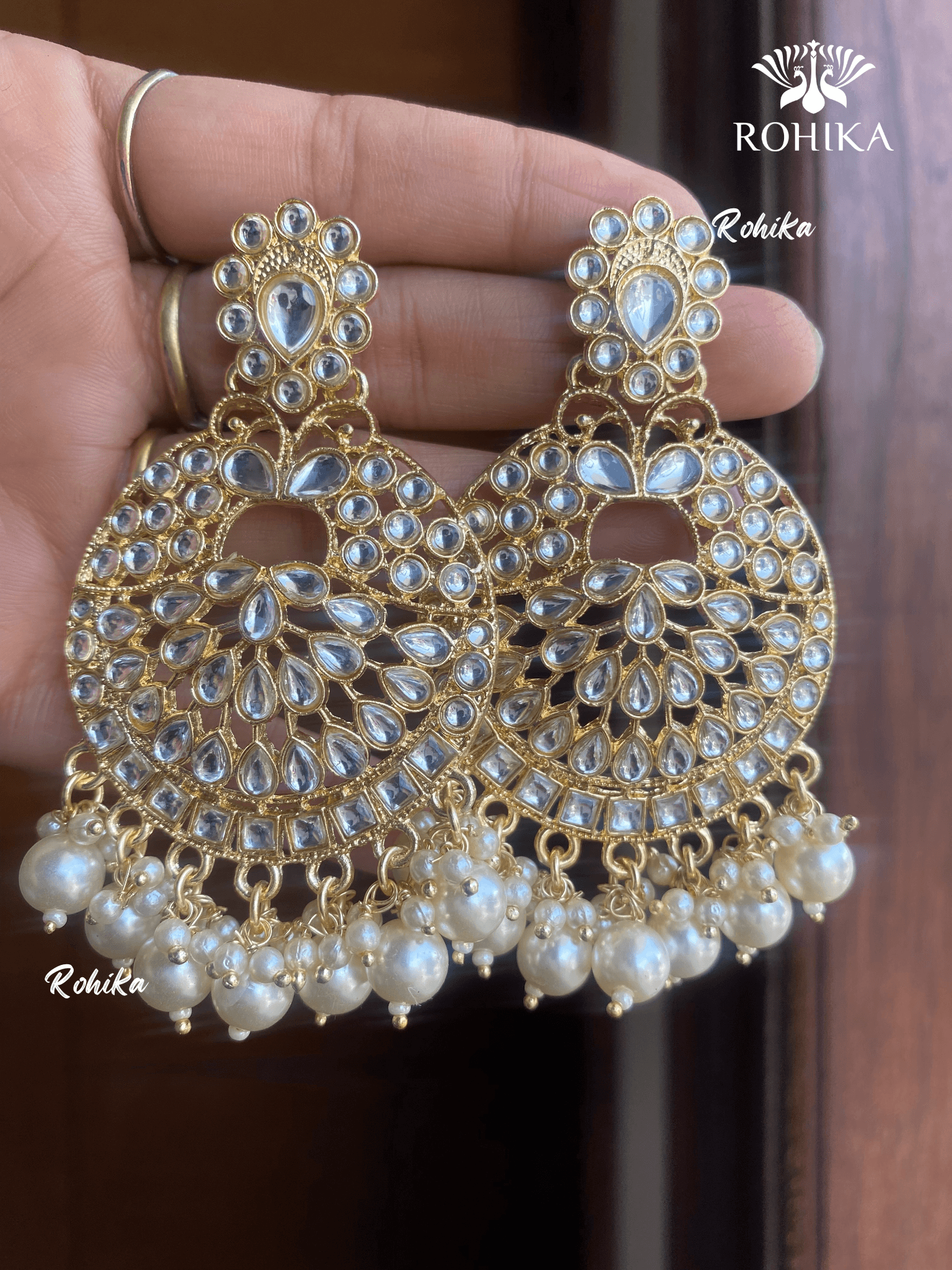 Seya chandbali earrings-Golden - Rohika Store
