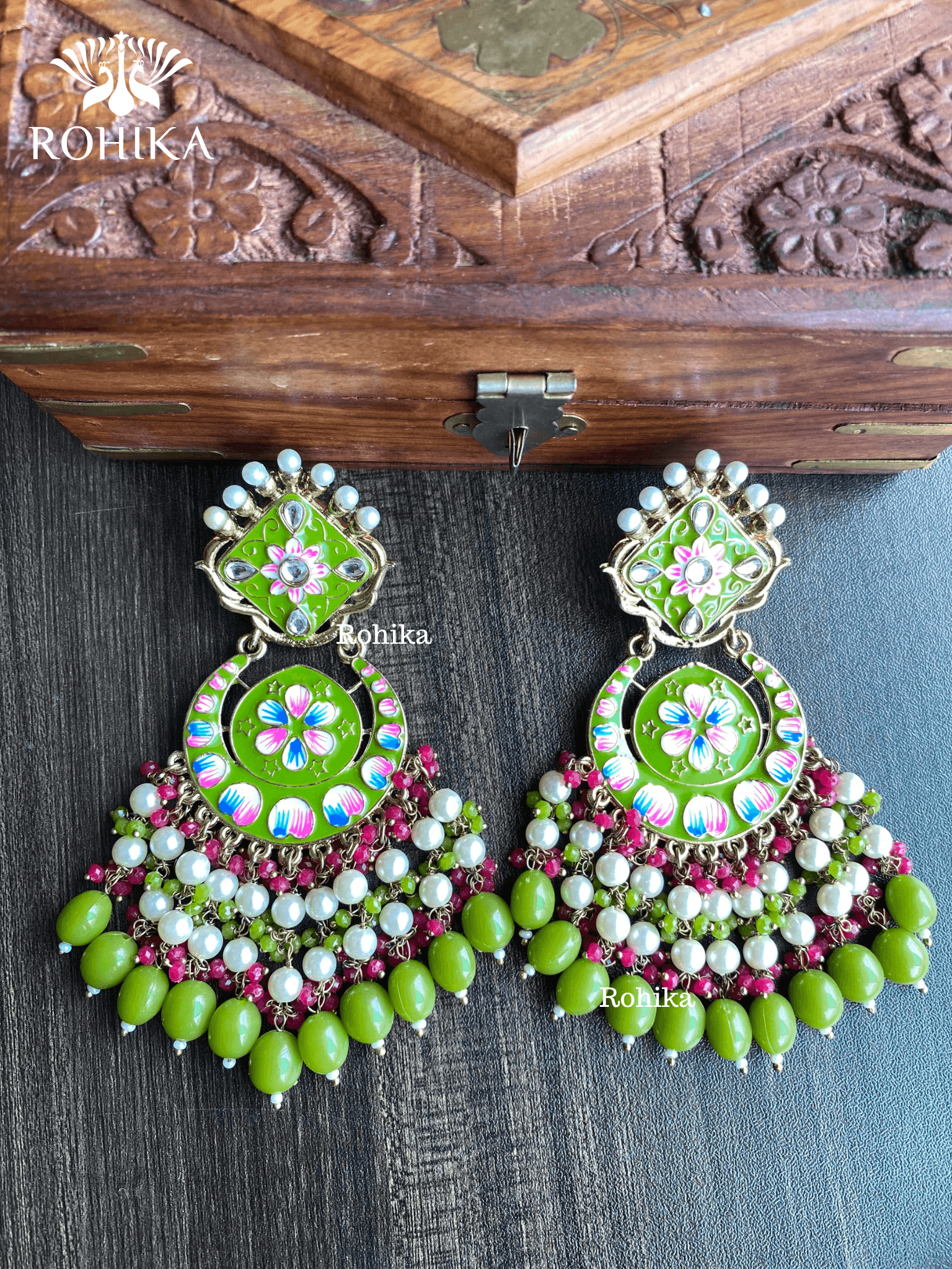 Parrot green colour online earrings