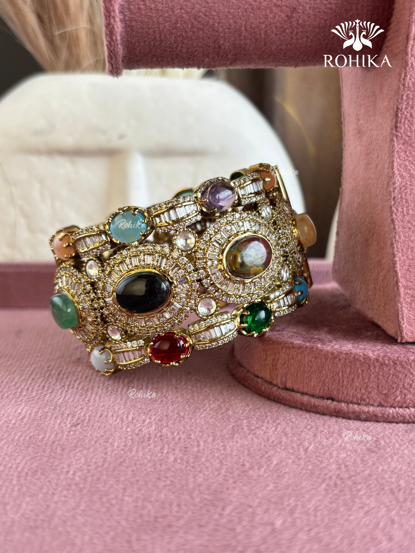 Sabya Deisgner Semi-Precious Kada (SSB003) - Multi Colour